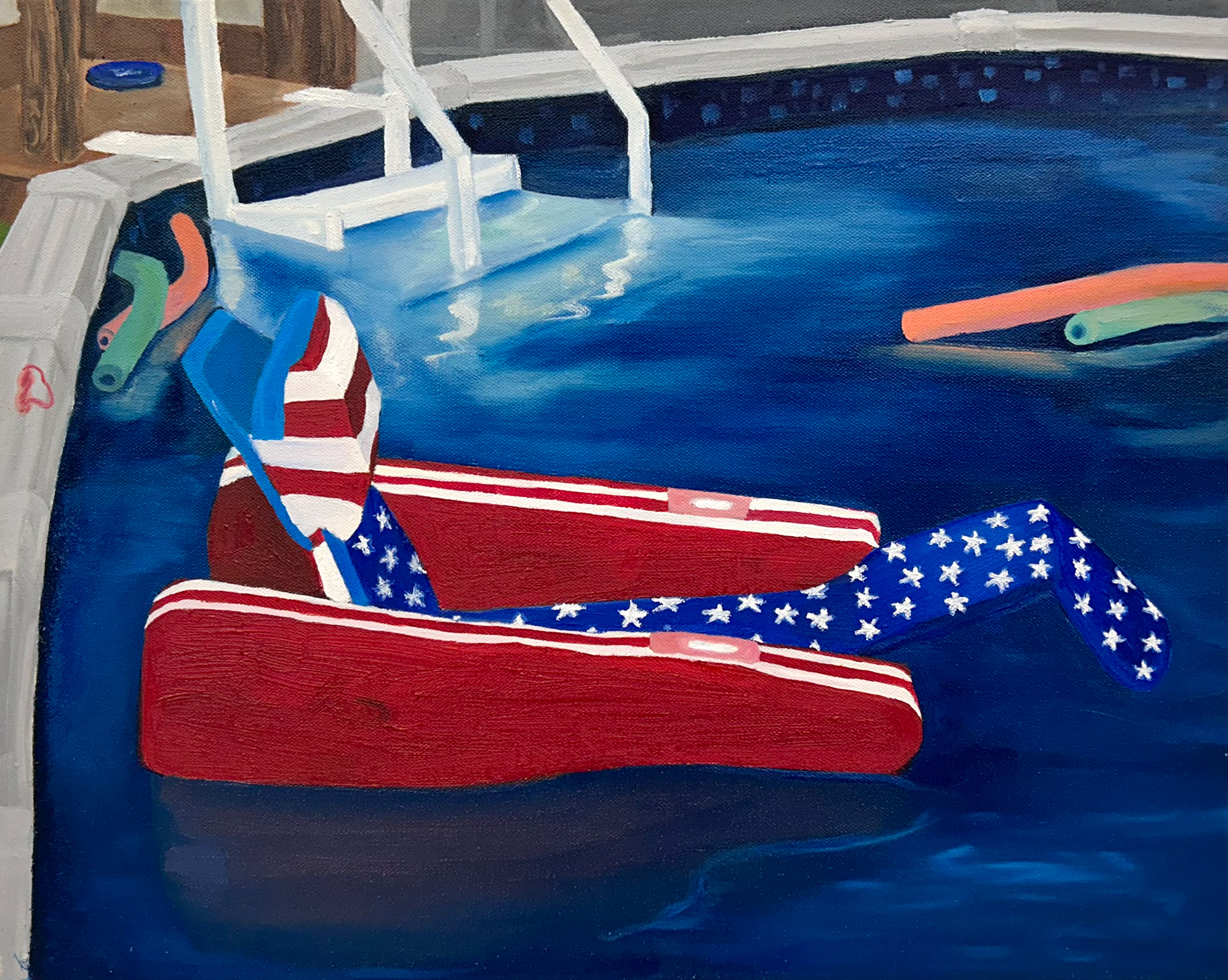 American Pool Float, 2024, Oil on canvas, 16" x 20"