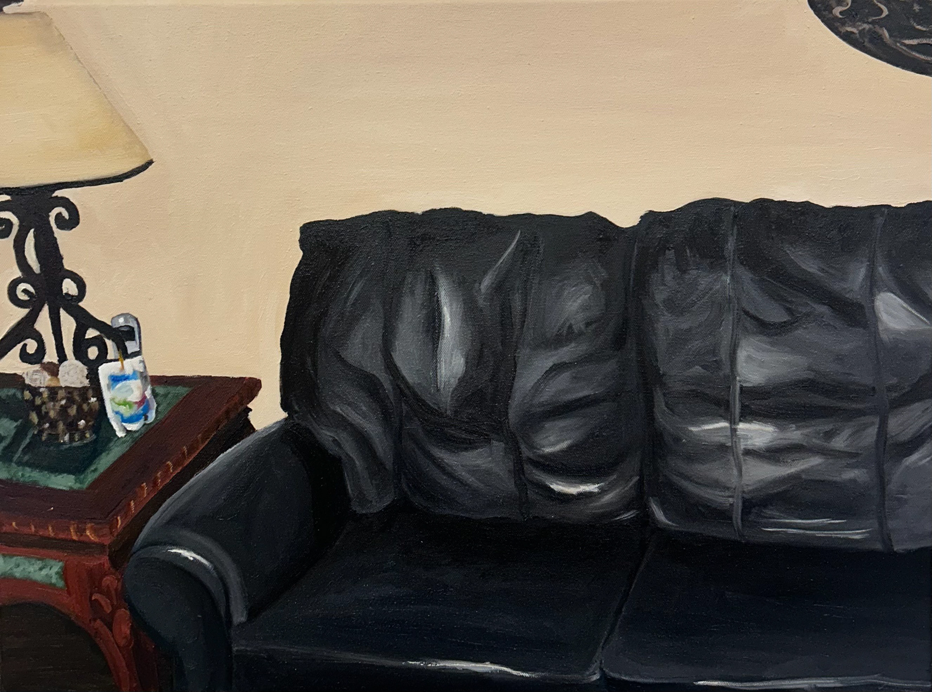 Living Room Couch, 2025, Oil on canvas, 18" x 24"