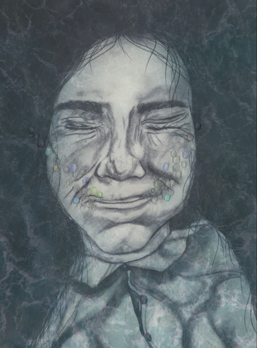 “Thalassophobia” Charcoal and Photoshop, 18x12” 2021