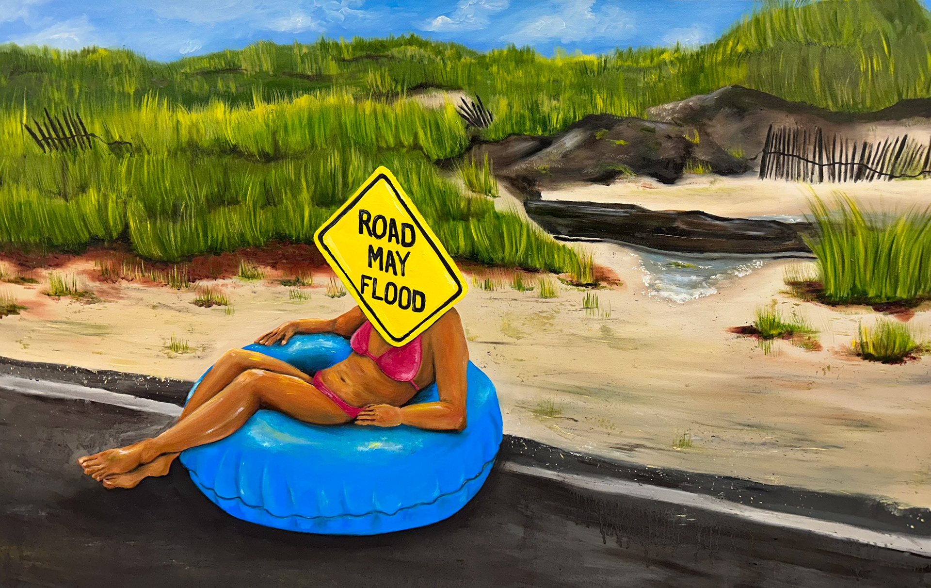 Road May Flood, 2023, Oil on canvas, 48"x30"