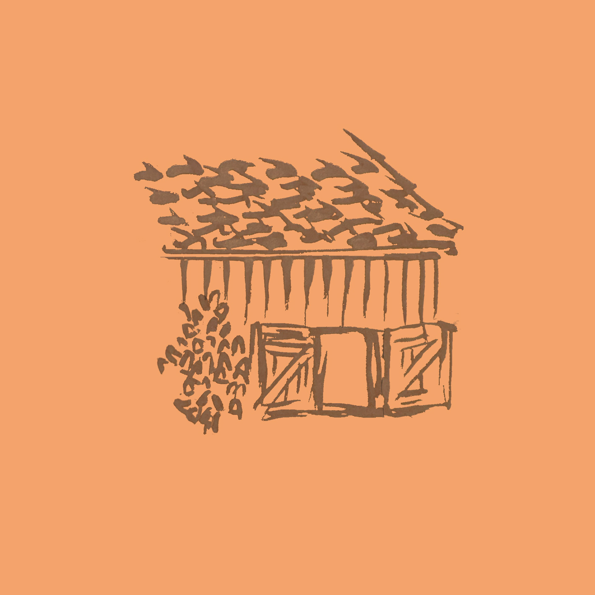 Croquis, Illustration d'une cabane - Village de l'Herbe / Bassin d'Arcachon 2019