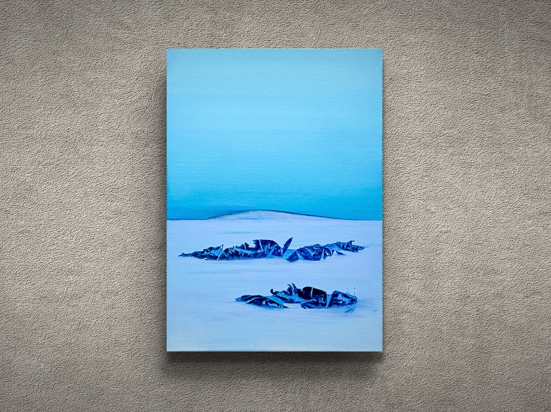 Title: Crash landing in a cold environment, 50x70cm.