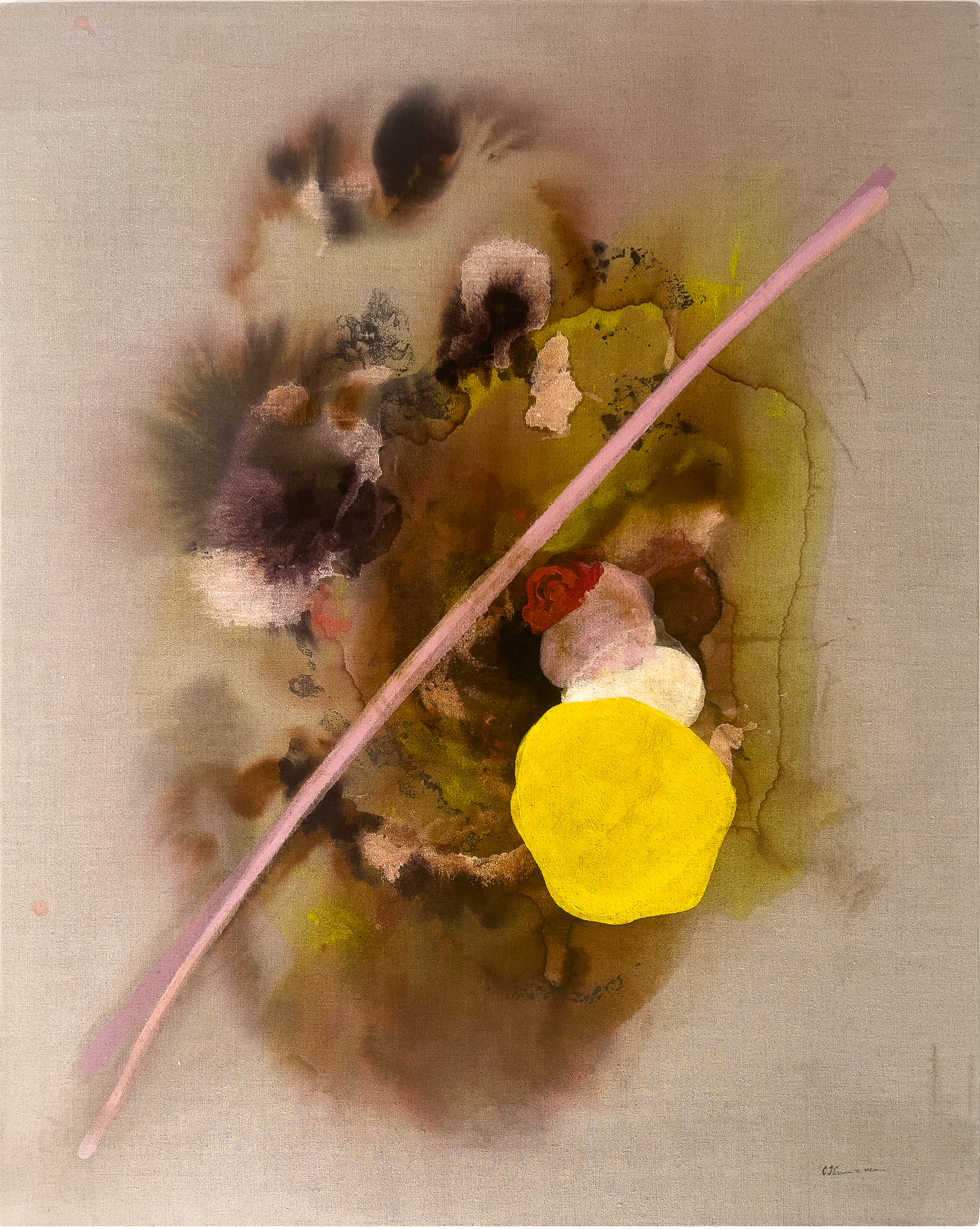 'Converging Realms' 2024 32"x40" Acrylic, sumi ink on raw belgium linen. Sold