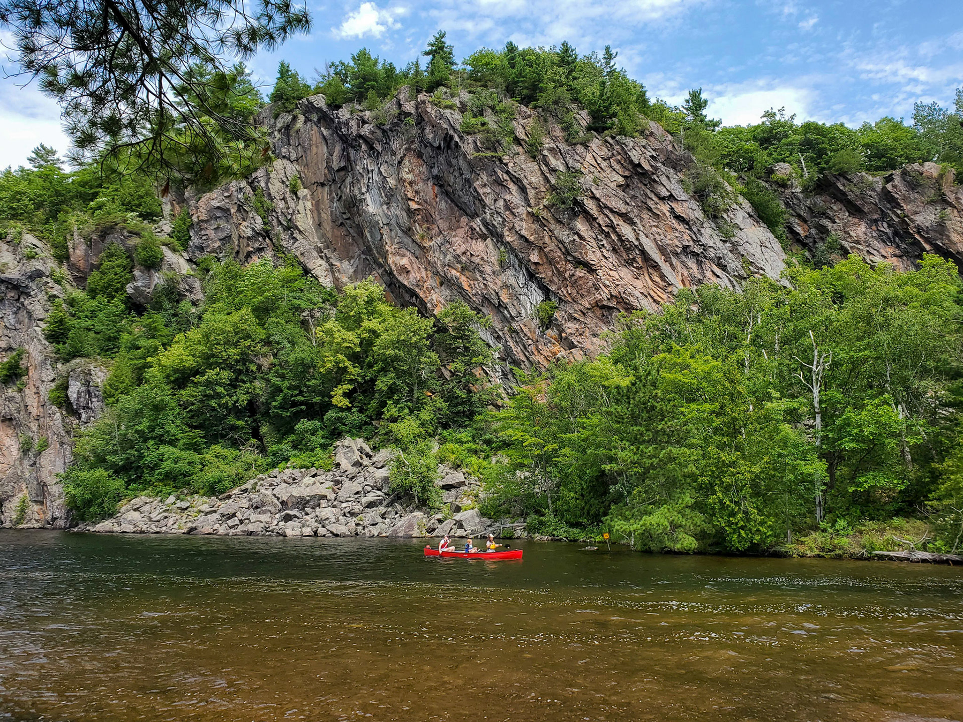 Cliffs and canoe