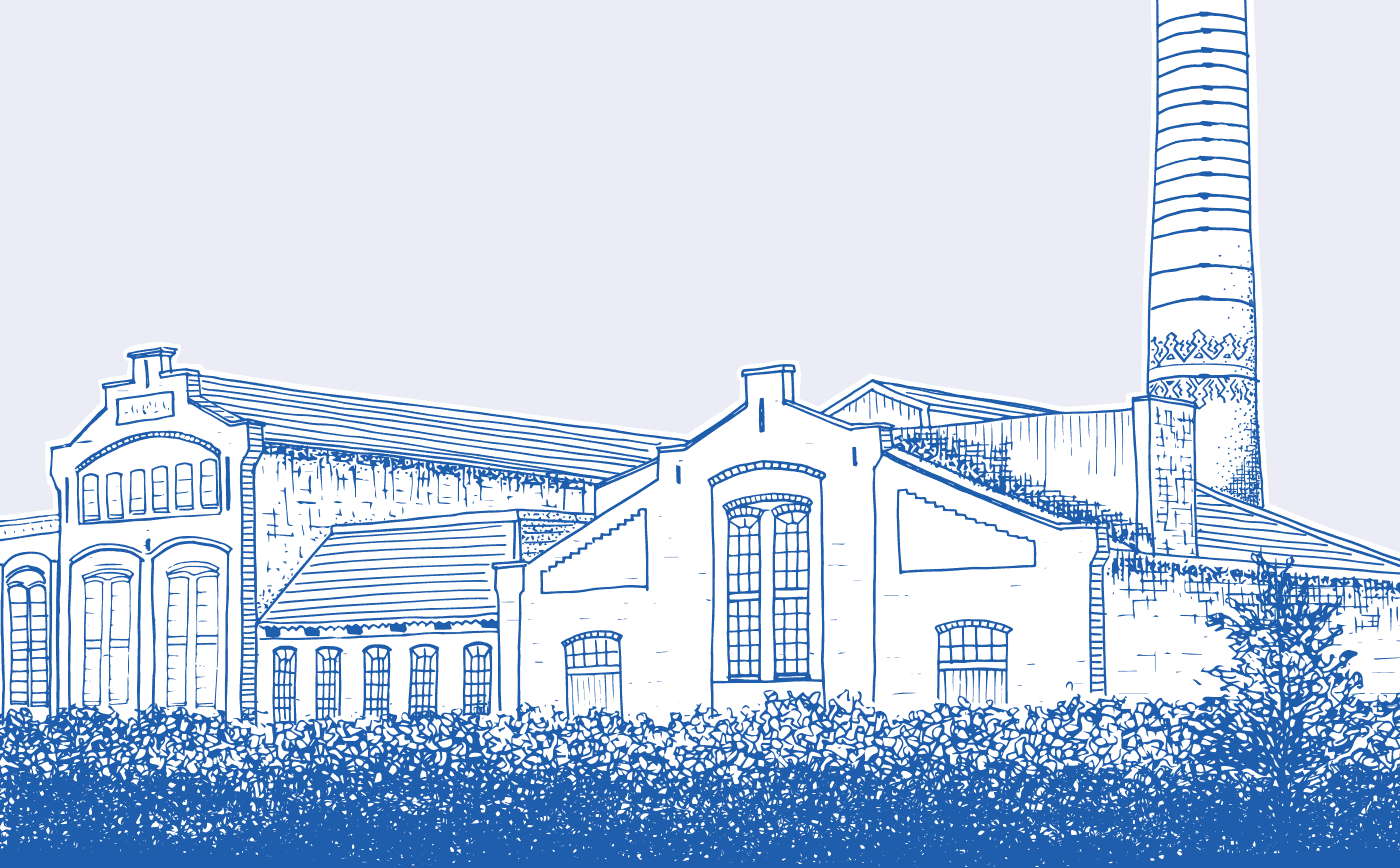 Illustratie - Vrienden op de Fiets - fineliner - architectuur