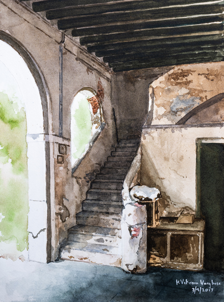 Artwork #KV-76 | Title: Armenian church, George Town, Chennai | Dimension: 10 1/2 x 14 inches | Medium: Water Colour