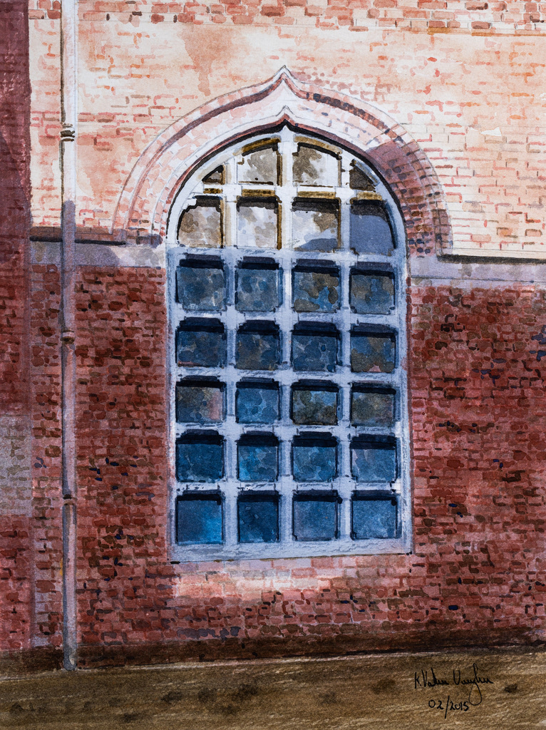 Artwork #KV-69 | Title: Windows and decoration, George Town, Chennai | Dimension: 10 1/4 x 14 1/ 2 inches | Medium: Water Colour