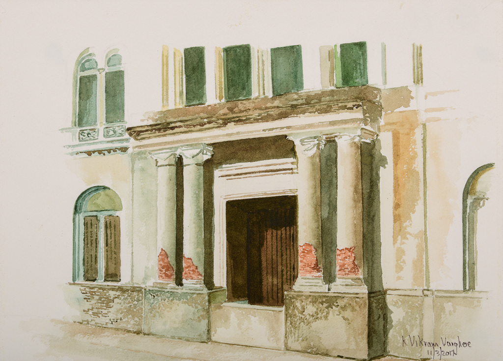 Artwork #KV-7 | Title: Column studies, Kolkata | Dimension: 10 1/2 x 14 inches | Medium: Water Colour