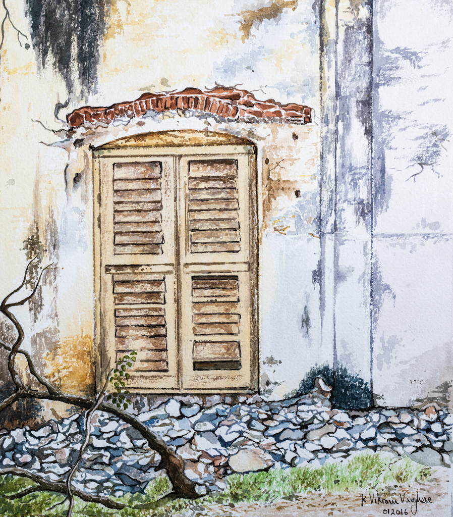 Artwork #KV-73 | Title: Govt house, Chennai | Dimension: 11 3/4 x 10 1/4 inches | Medium: Water Colour