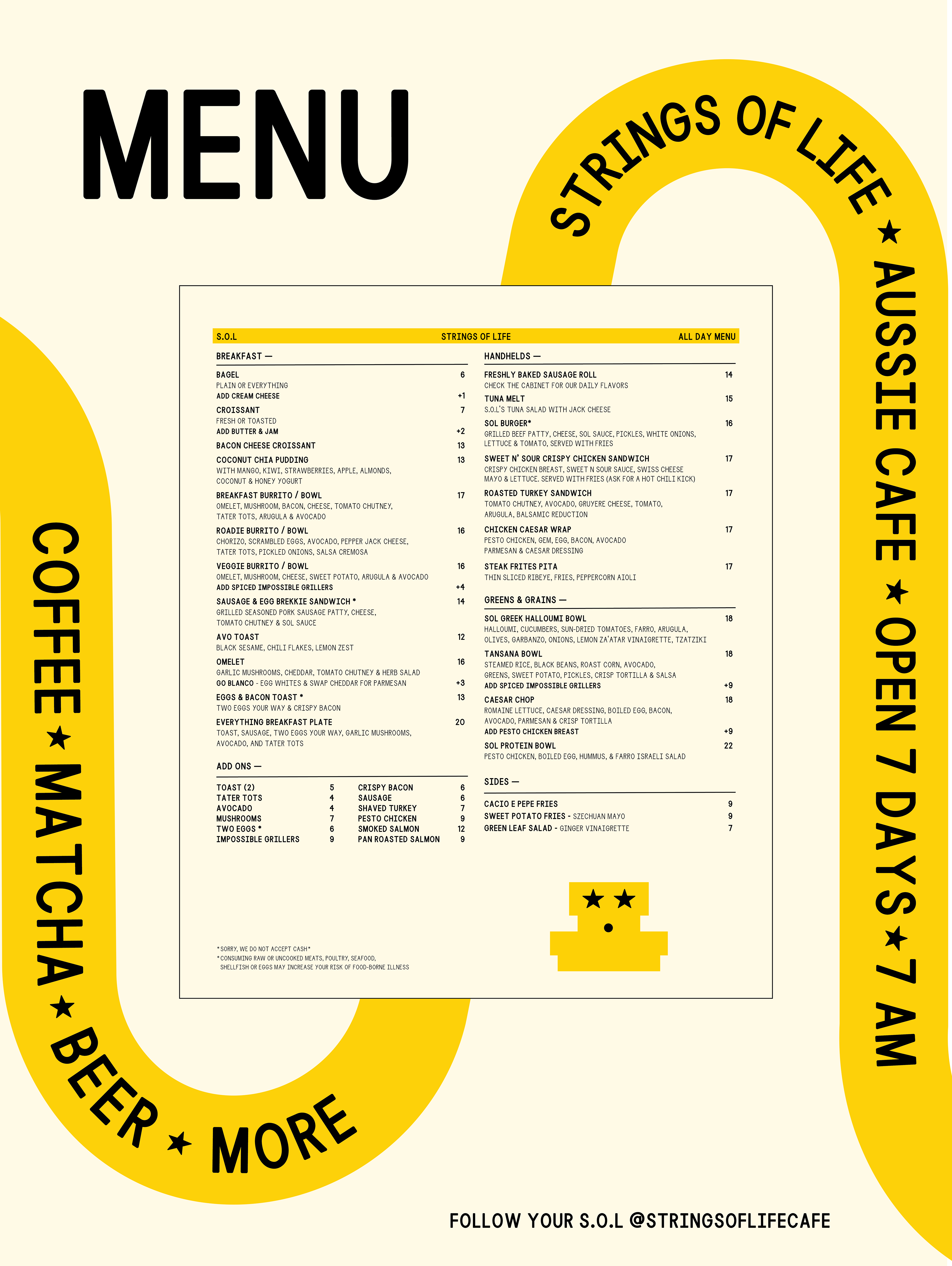 Outdoor menu design for venue