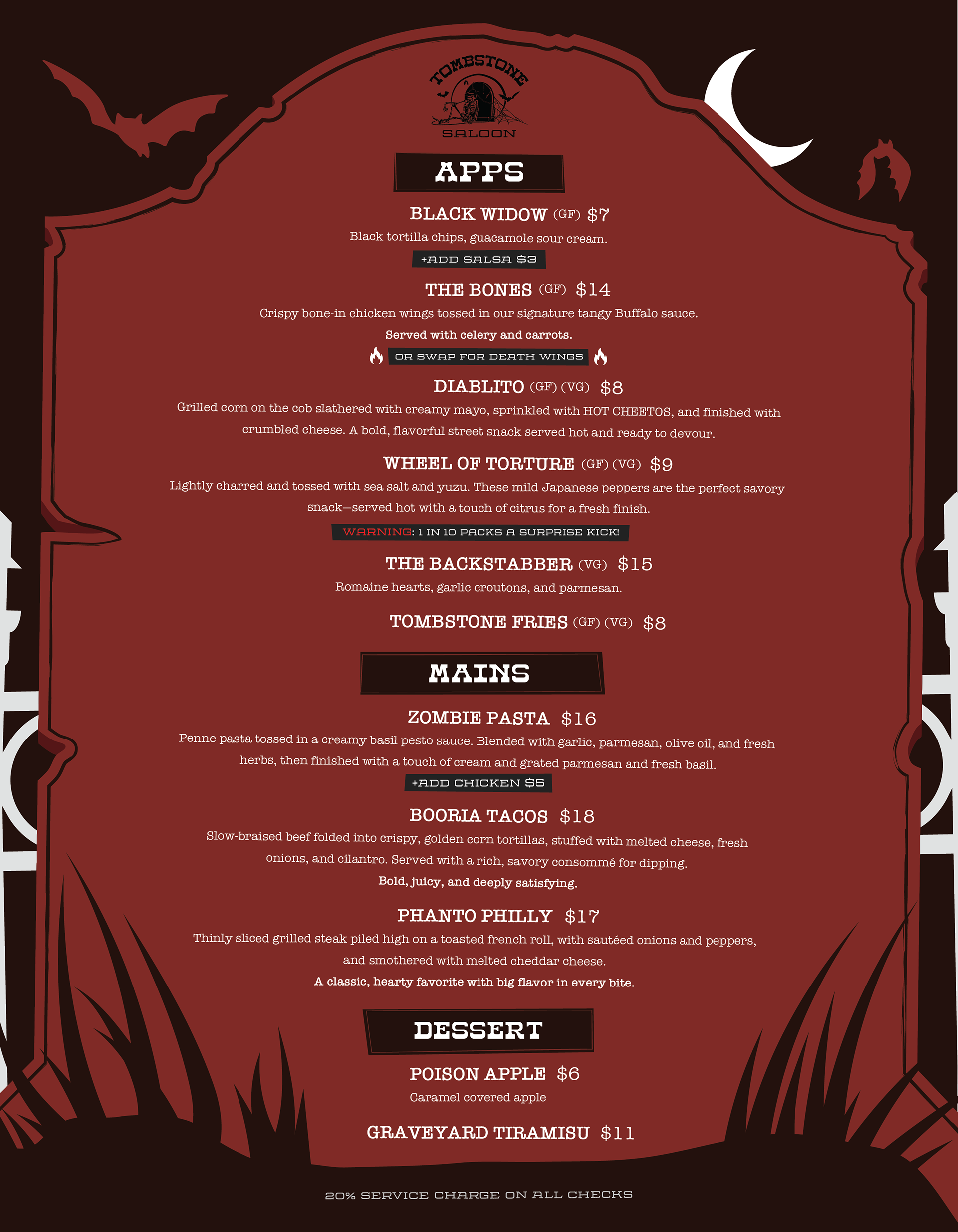 Menu for Halloween event