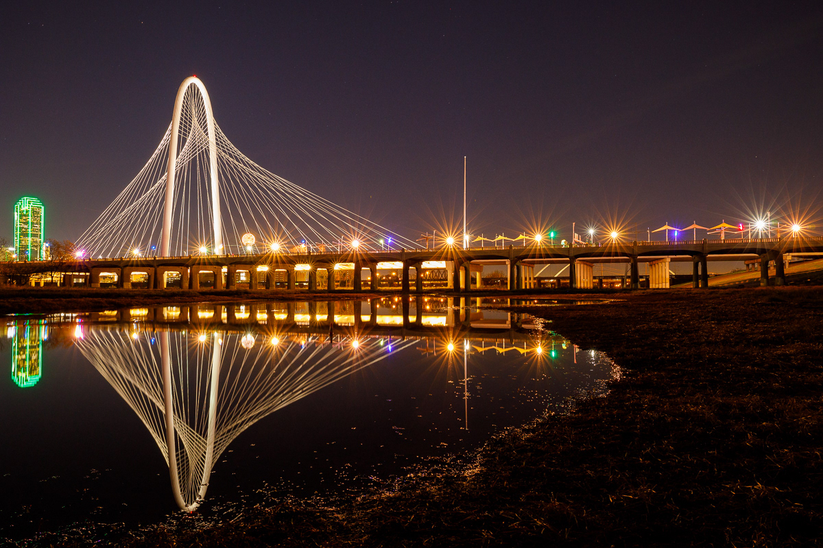 Margaret Hunt Hill Bridge Dallas at night