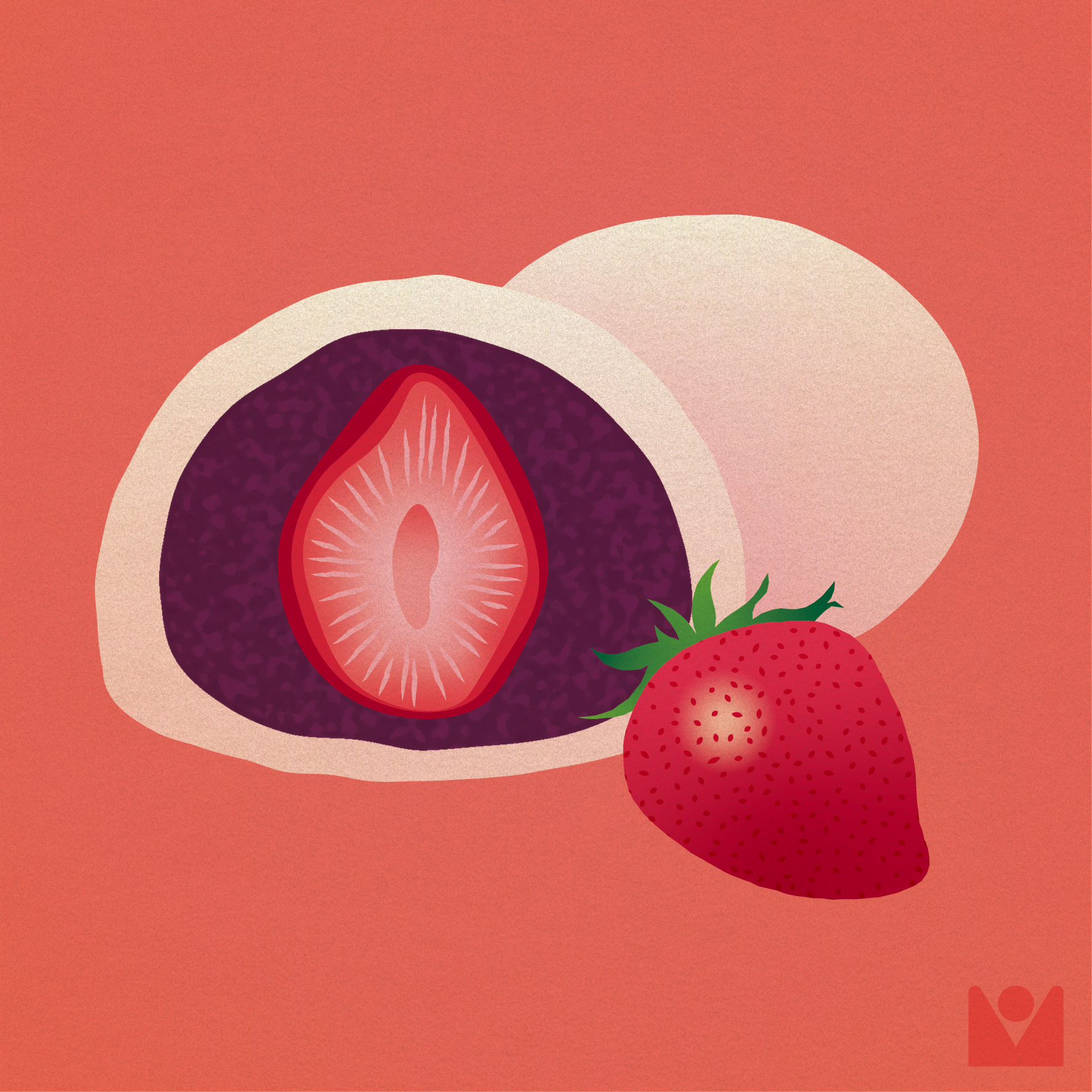 sticky rice cake with strawberry