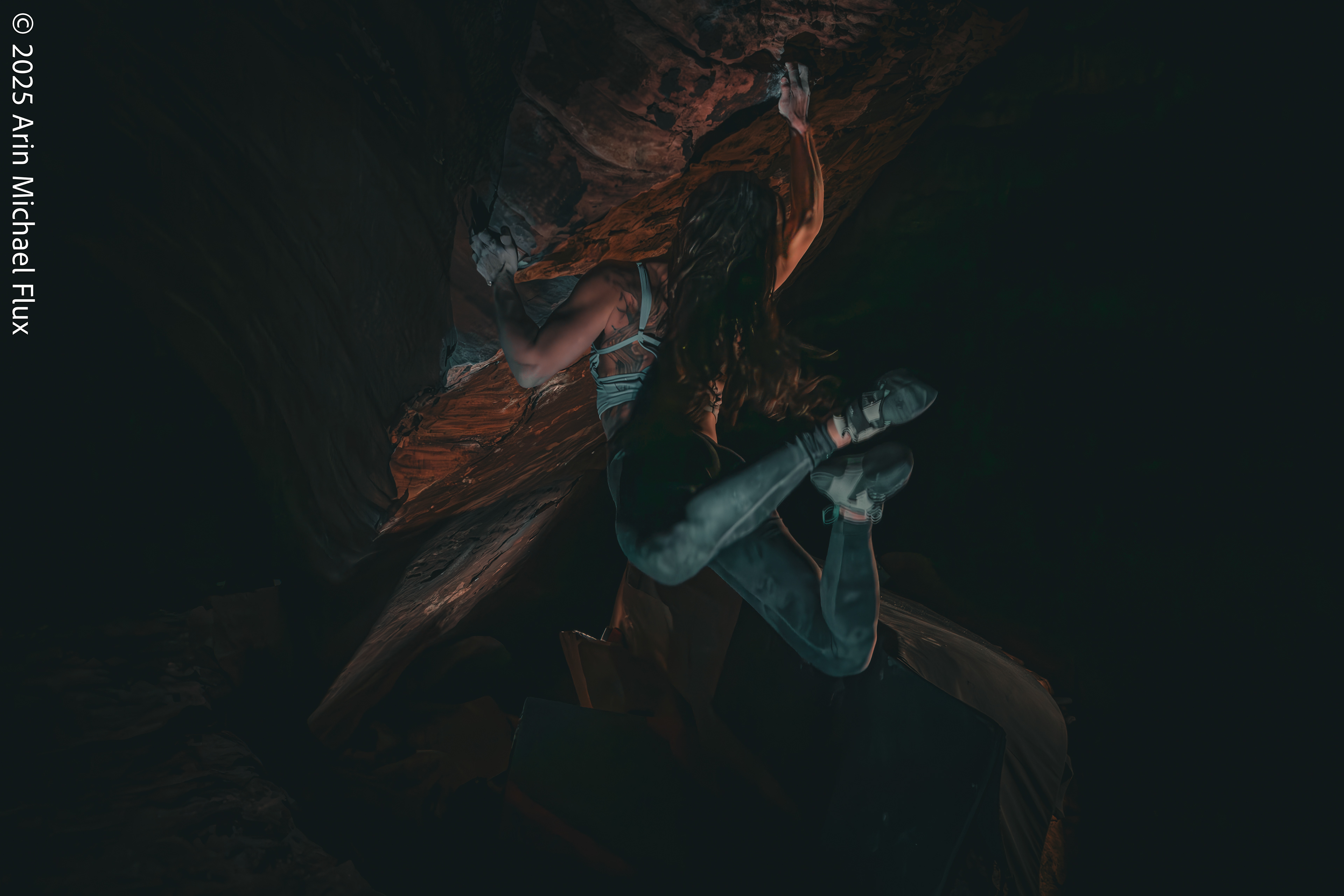 Sierra Knott establishing first ascent of "Release the Kraken" V11