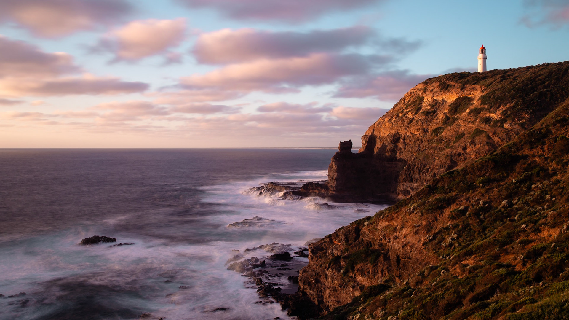 The sun sets on the first day of 2019 at Cape Schanck.