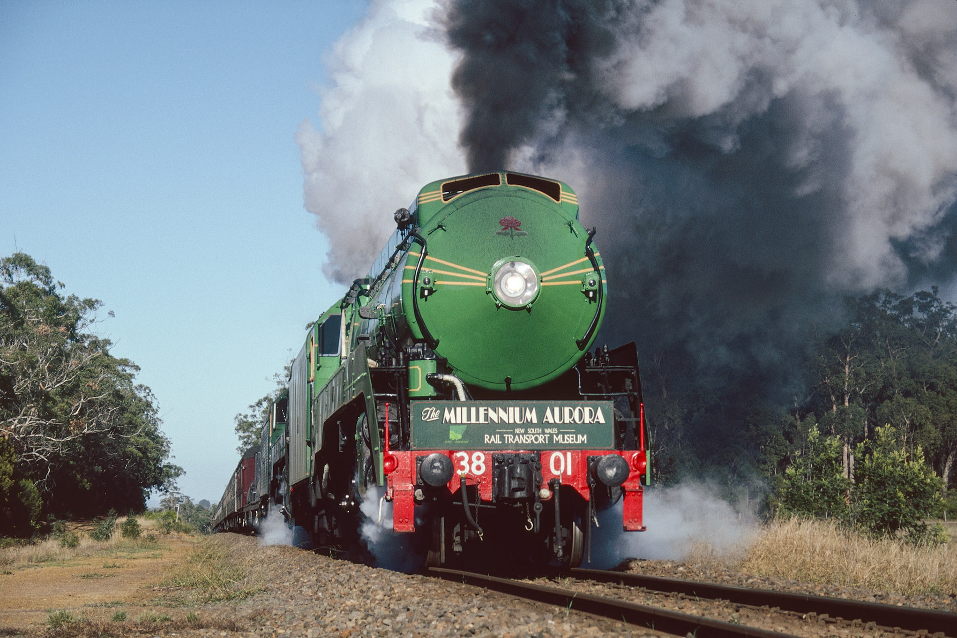 Climbing their way inland from Portland, 3801 and 3830 approach Milltown Mission road bound for their overnight stop at Dimboola.