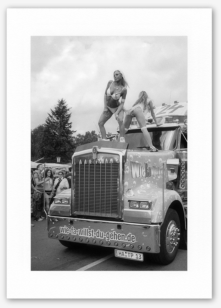 Steve Hanson photography. Dancers on top of a lorry, Love parade, Berlin, Germany.