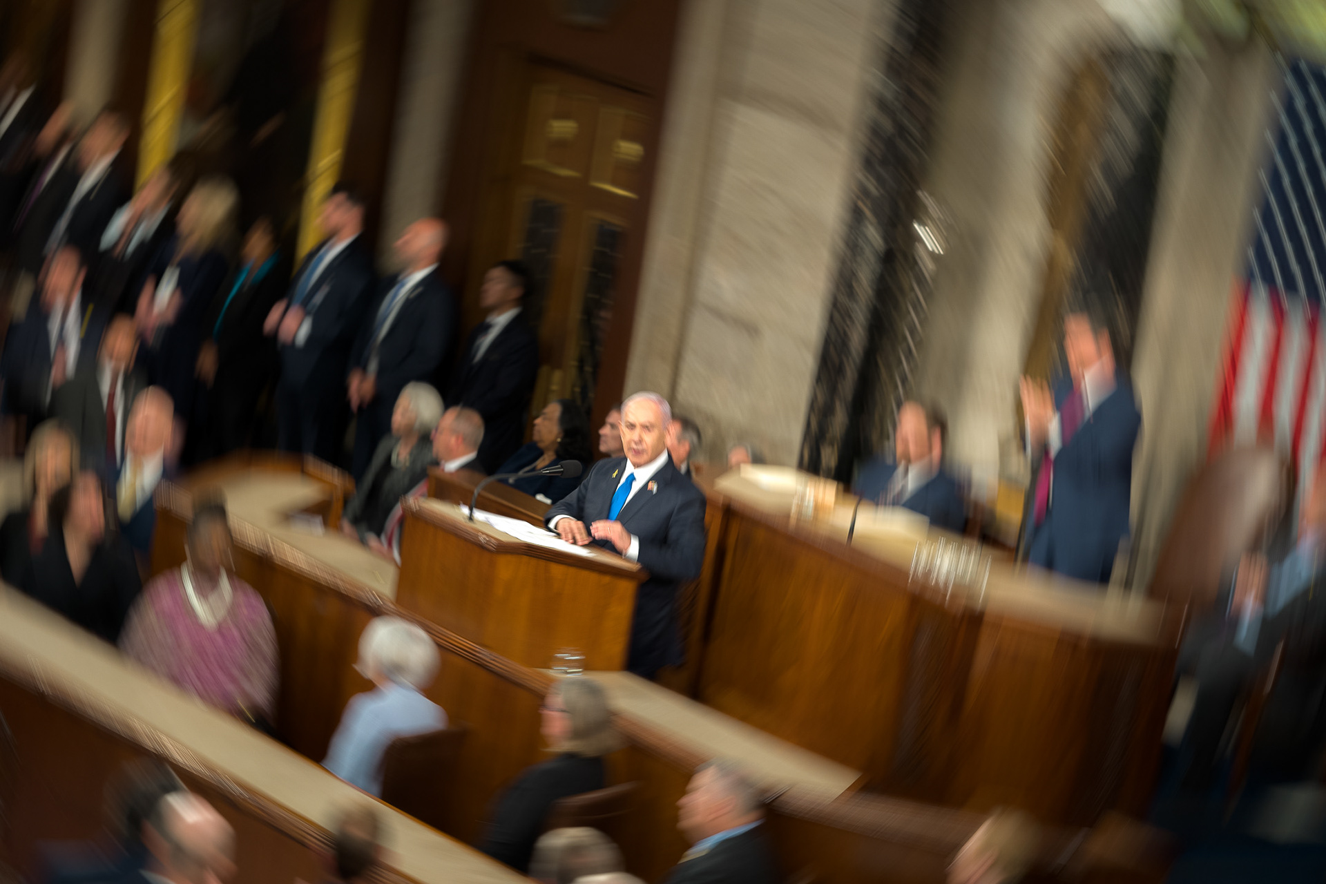Isreali Prime Minister Benjamin Netanyahu speaks in front of Congress July 24, 2024 (Shedrick Pelt)