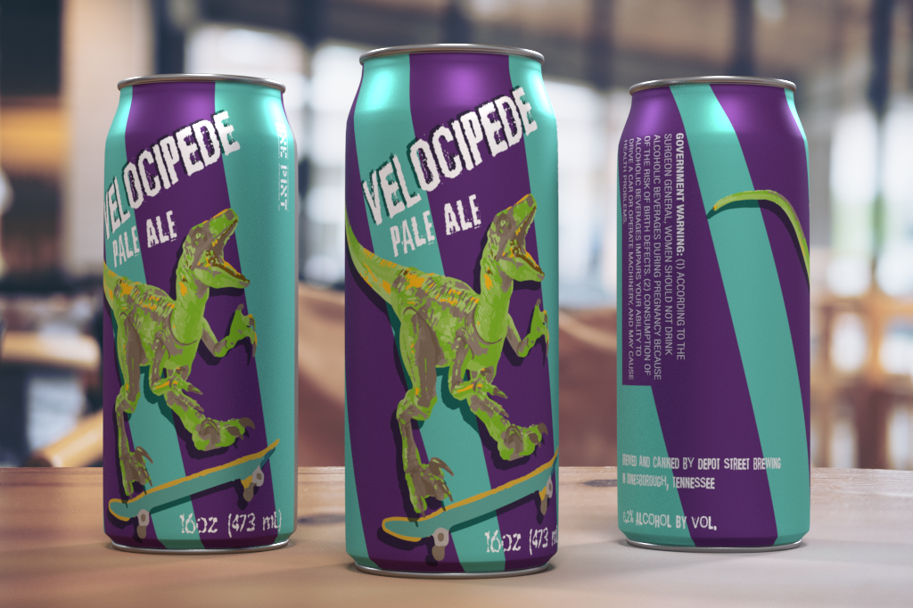Photo realistic mockup of bold craft beer can design, mockup produced using Adobe Dimension.
