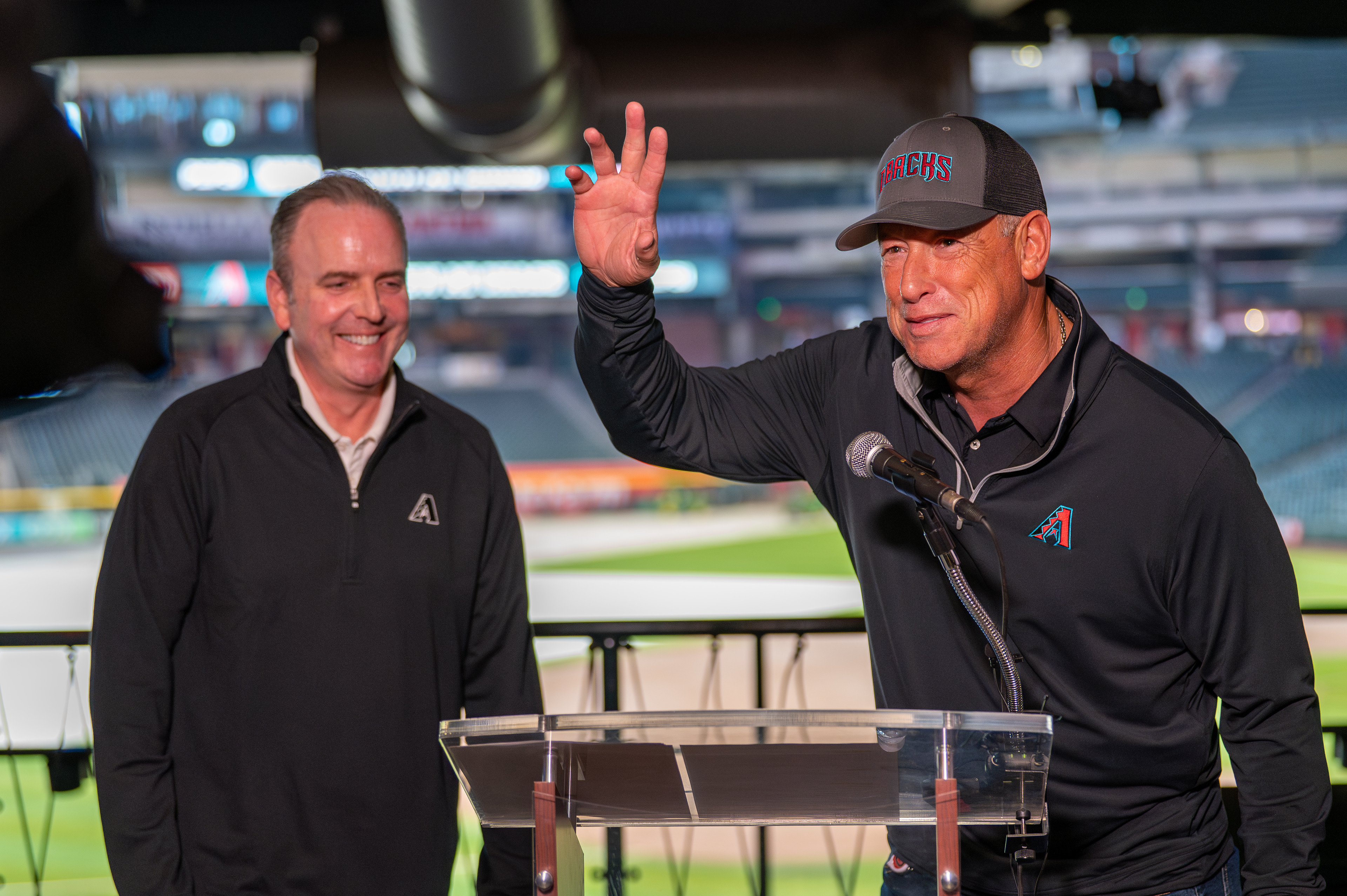 Diamondback CEO Derrick Hall and MLB Hall of Famer Luis Gonzalez "Gonzo"