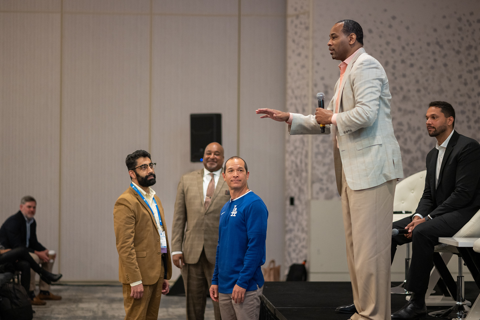 Derek Anderson speaking at a mental health event