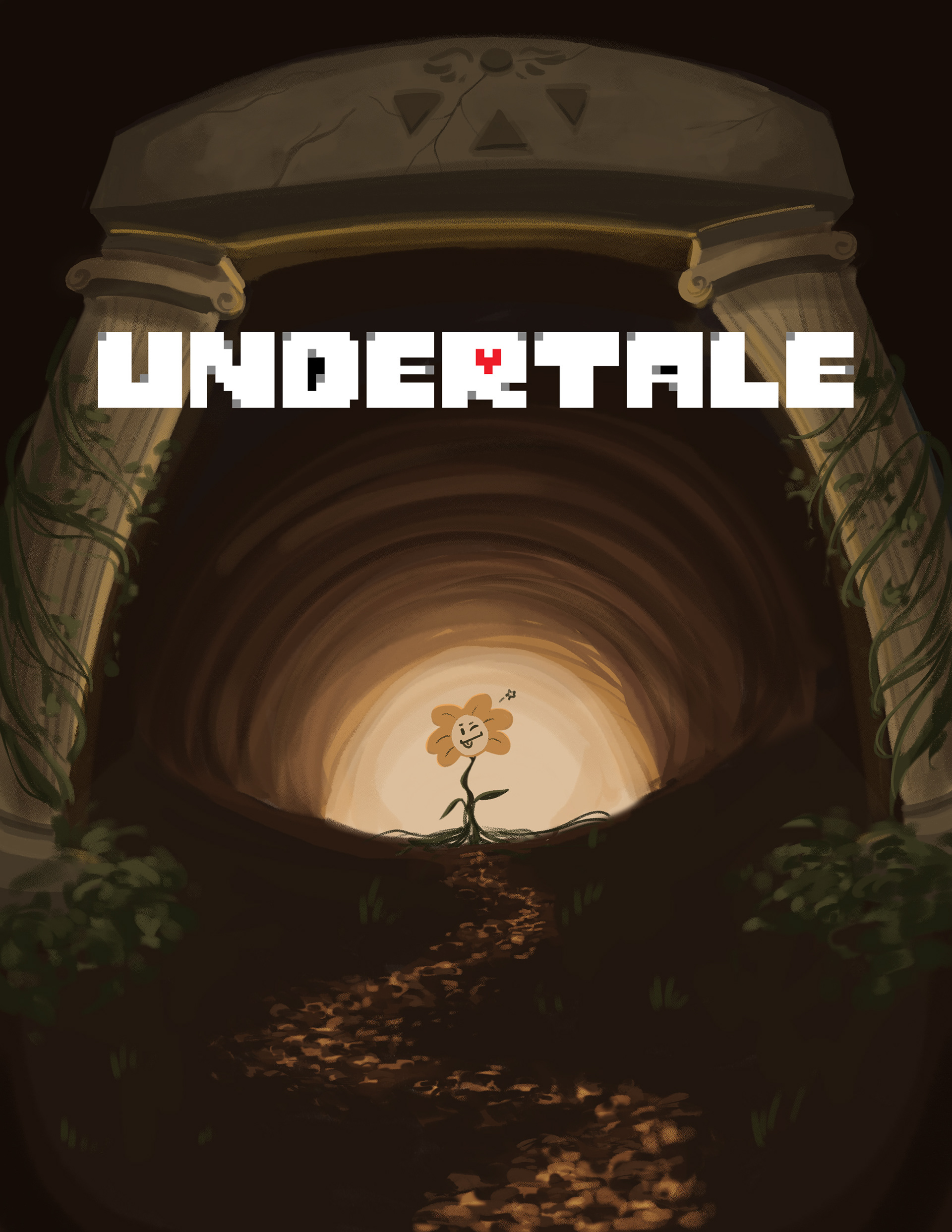 An alternative box art cover for the game UNDERTALE by Toby Fox, done digitally. This was made for a school project.
