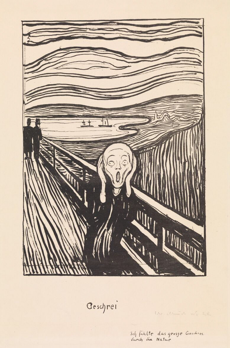 The Scream Artists: Edvard Munch A. Liebmann Buch u. Steindruckerei Founder, printer i.a. in duplication Creation date: Platen utført 1895; trykket 1895