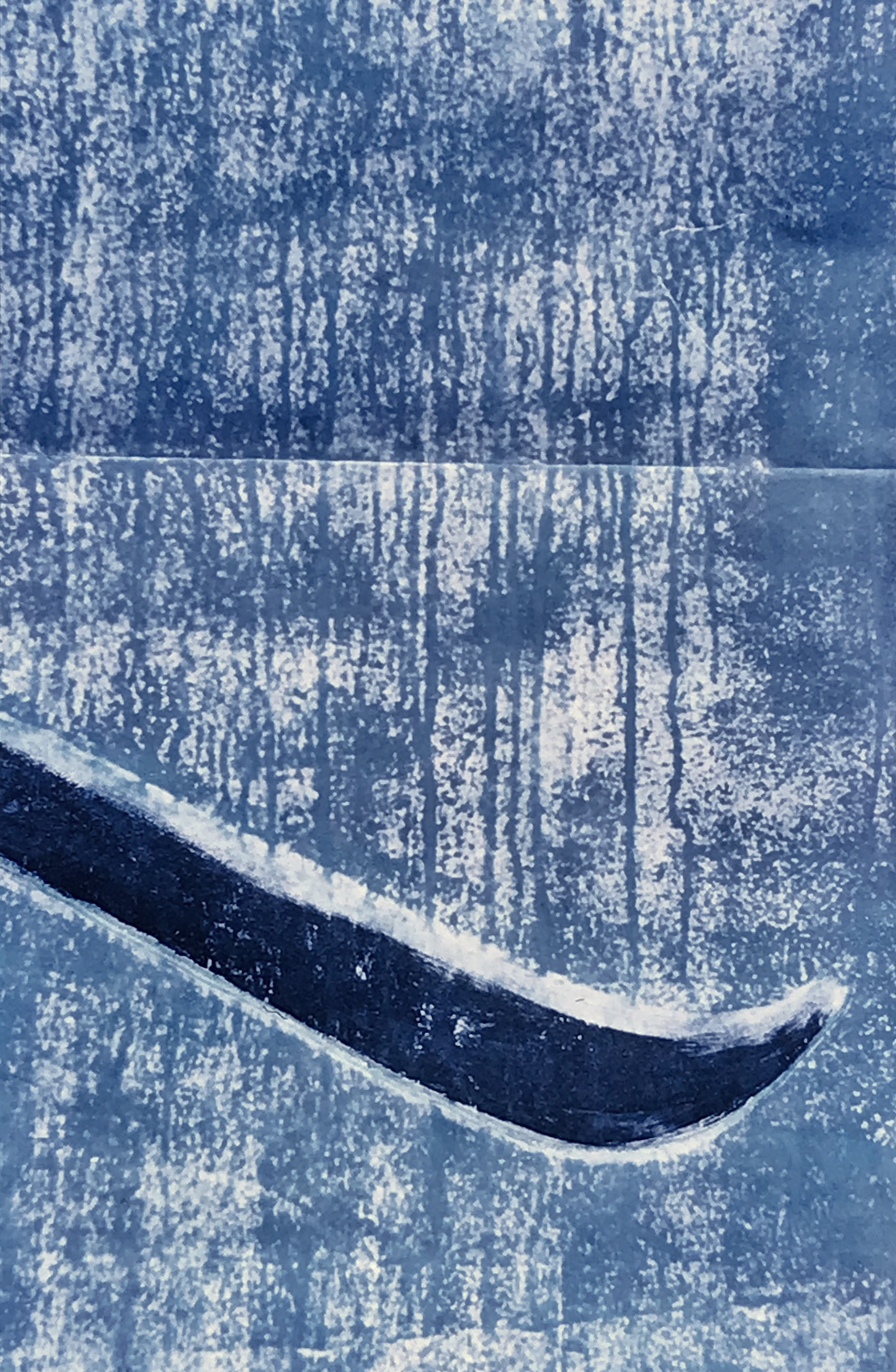 Bodoni R. Made in 1986 on paper with paint, water, plaster and primer. Painting, scratching and sanding.  Size 70x100 cm