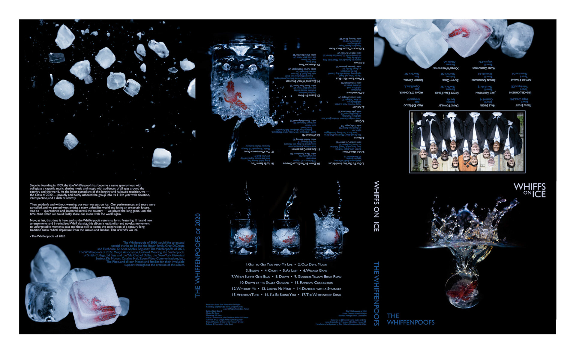 "Whiffs on Ice Full Album Spread, by The Whiffenpoofs '20," Photography and InDesign, 2021