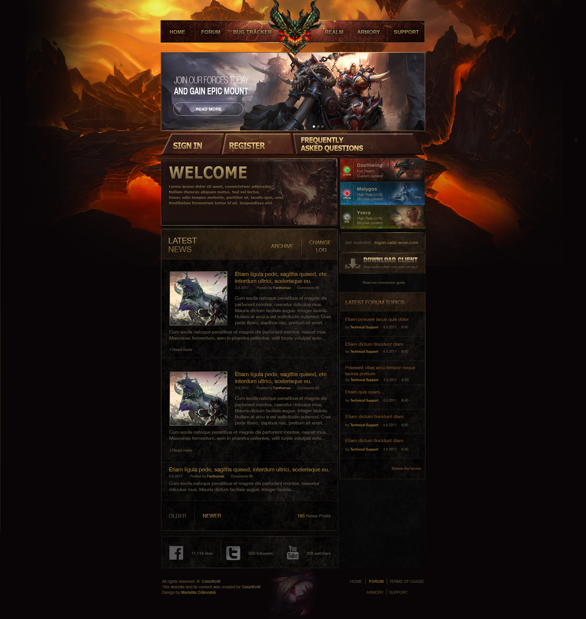 Návrh webových stránek pro free World of Warcraft server