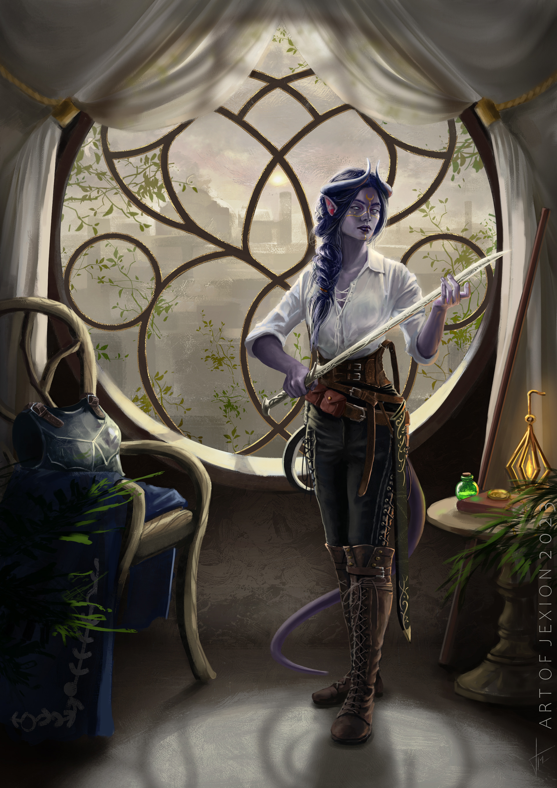 Tiefling Bladesinger (Commission)