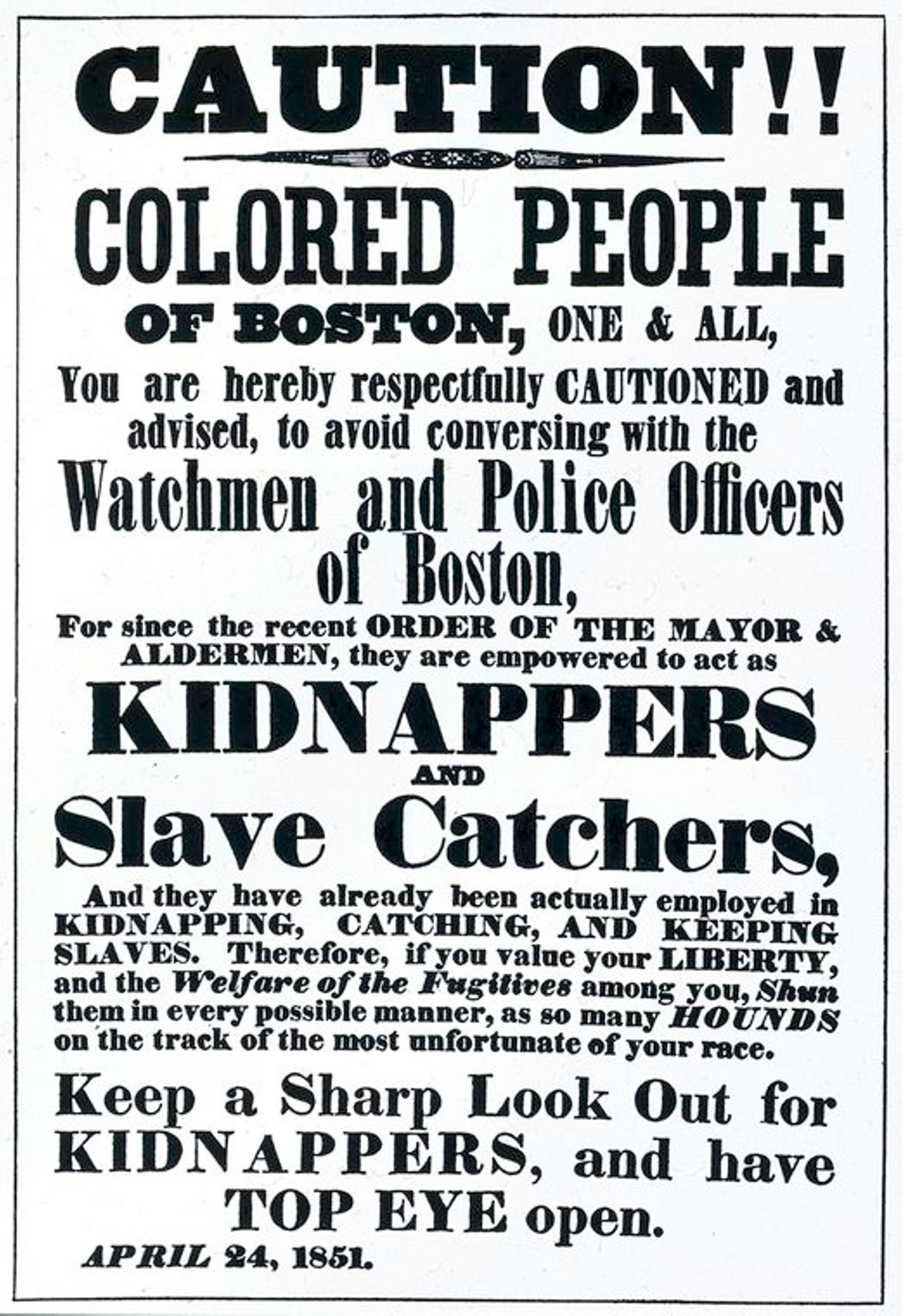  Boston, 1851 - Warning to 