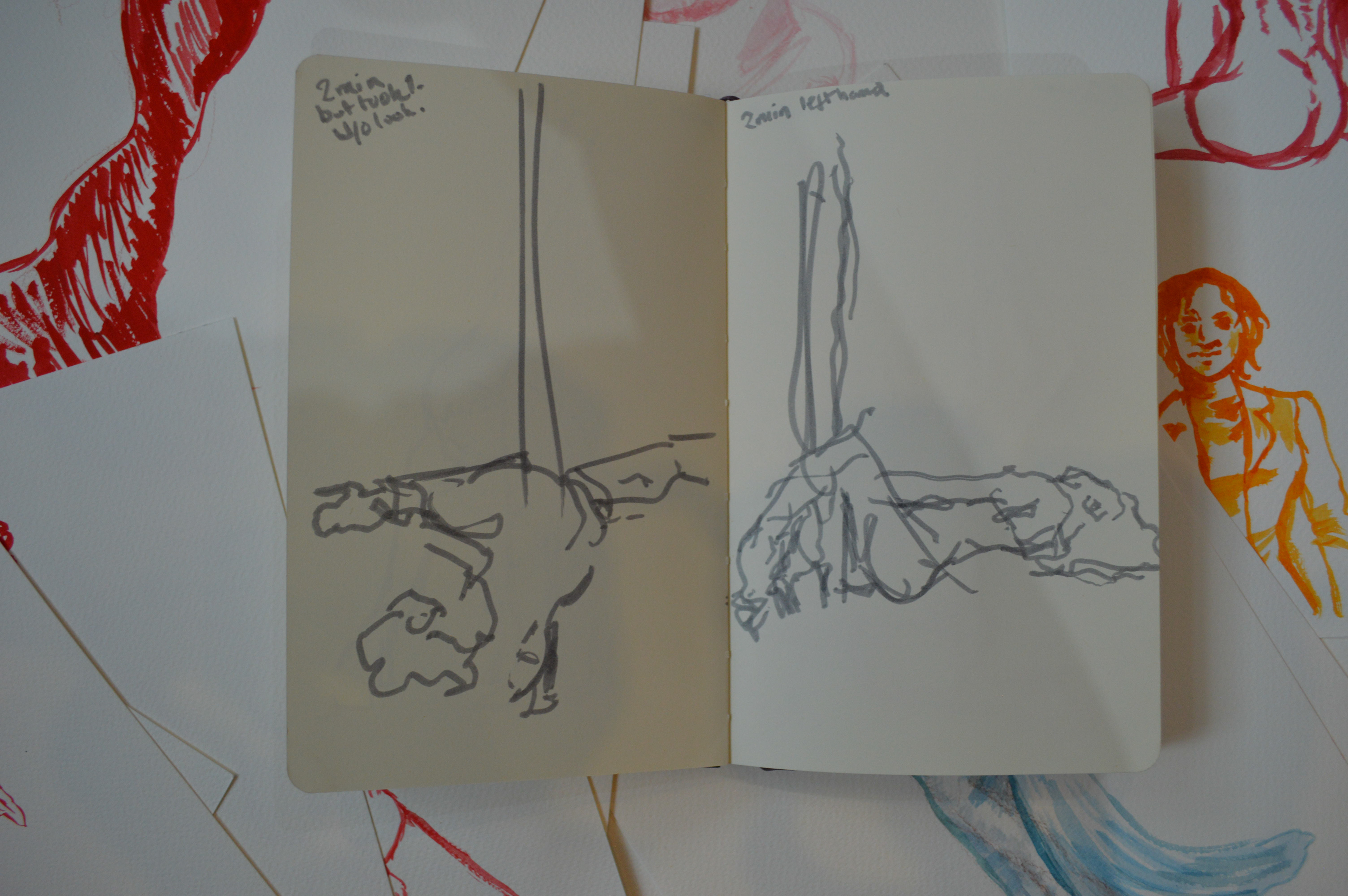 Deborah Ajia Artist - life drawings in pen - pole dancer