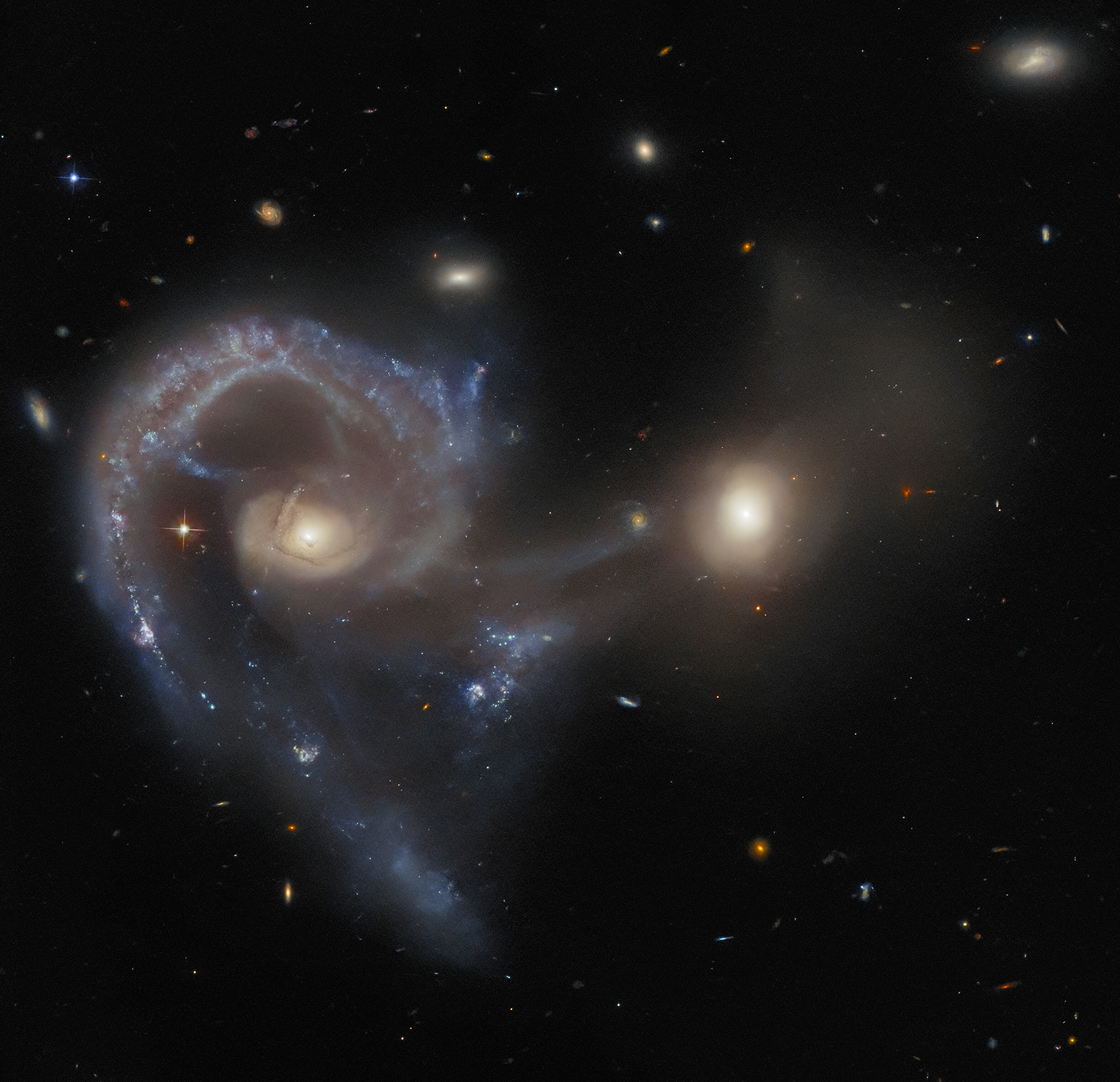 A peculiar proceeding - Credit: ESA/Hubble & NASA, J. Dalcanton, Dark Energy Survey/DOE/FNAL/NOIRLab/NSF/AURA, SDSS 