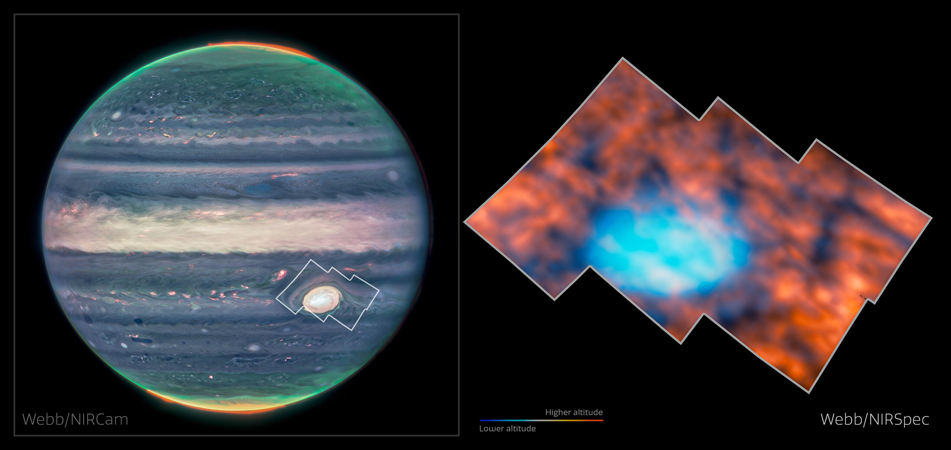 Jupiter’s atmosphere around the Great Red Spot (NIRCam and NIRSpec) - Credit: ESA/Webb, NASA & CSA, Jupiter ERS Team, J. Schmidt, H. Melin, M. Zamani (ESA/Webb)