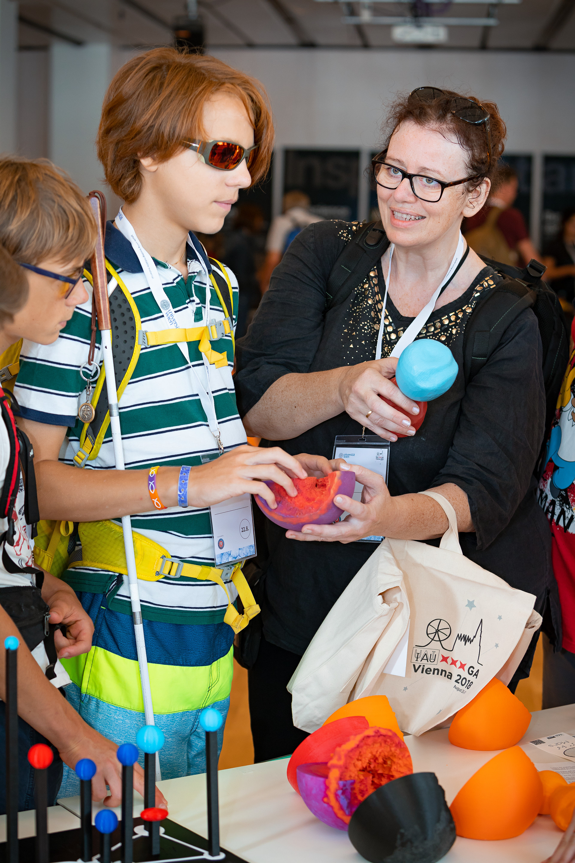 “Inspiring Stars” is an itinerant international exhibition promoted by the International Astronomical Union (IAU) to highlight world initiatives that address the concept of “inclusion” at (but not limited) outreach, didactic, and professional aspect, using astronomy. This photo was taken on its inauguration at the IAU General Assembly in Vienna, Austria, on 22 August 2018. 