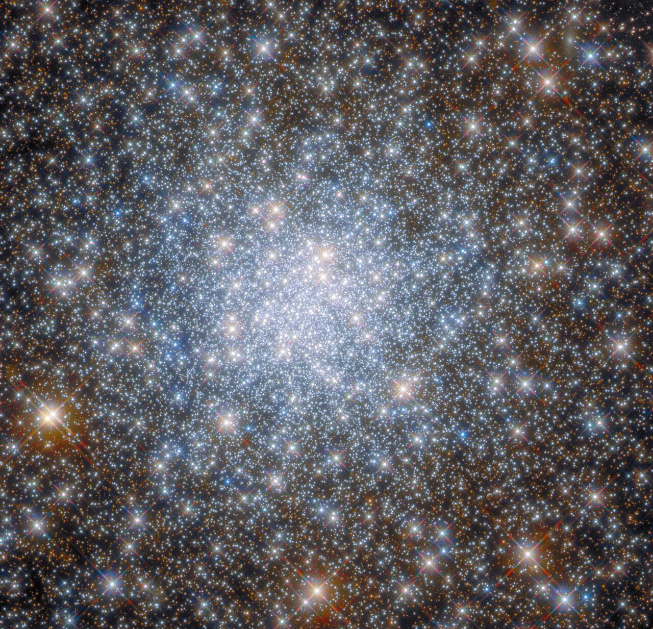 This star-studded image from the NASA/ESA Hubble Space Telescope shows the heart of the globular cluster NGC 6638 in the constellation Sagittarius. The star-strewn observation highlights the density of stars at the heart of globular clusters, which are stable, tightly bound clusters of tens of thousands to millions of stars. To capture the data in this image, Hubble used two of its cutting-edge astronomical instruments: Wide Field Camera 3 and the Advanced Camera for Surveys.   Hubble revolutionised the study of globular clusters, as it is almost impossible to clearly distinguish the stars in globular clusters with ground-based telescopes. The blurring caused by Earth’s atmosphere makes it impossible to tell one star from another, but from Hubble’s location in low Earth orbit the atmosphere no longer poses a problem. As a result, Hubble has been used to study what kind of stars globular clusters are made up of, how they evolve, and the role of gravity in these dense systems.  The NASA/ESA/CSA James Webb Space Telescope will further our understanding of globular clusters by peering into those globular clusters that are currently obscured by dust. Webb will predominantly observe at infrared wavelengths, which are less affected by the gas and dust surrounding newborn stars. This will allow astronomers to inspect star clusters that are freshly formed, providing insights into stellar populations before they have a chance to evolve.   Links Video of A Star-Studded Skyfield Credit: ESA/Hubble & NASA, R. Cohen