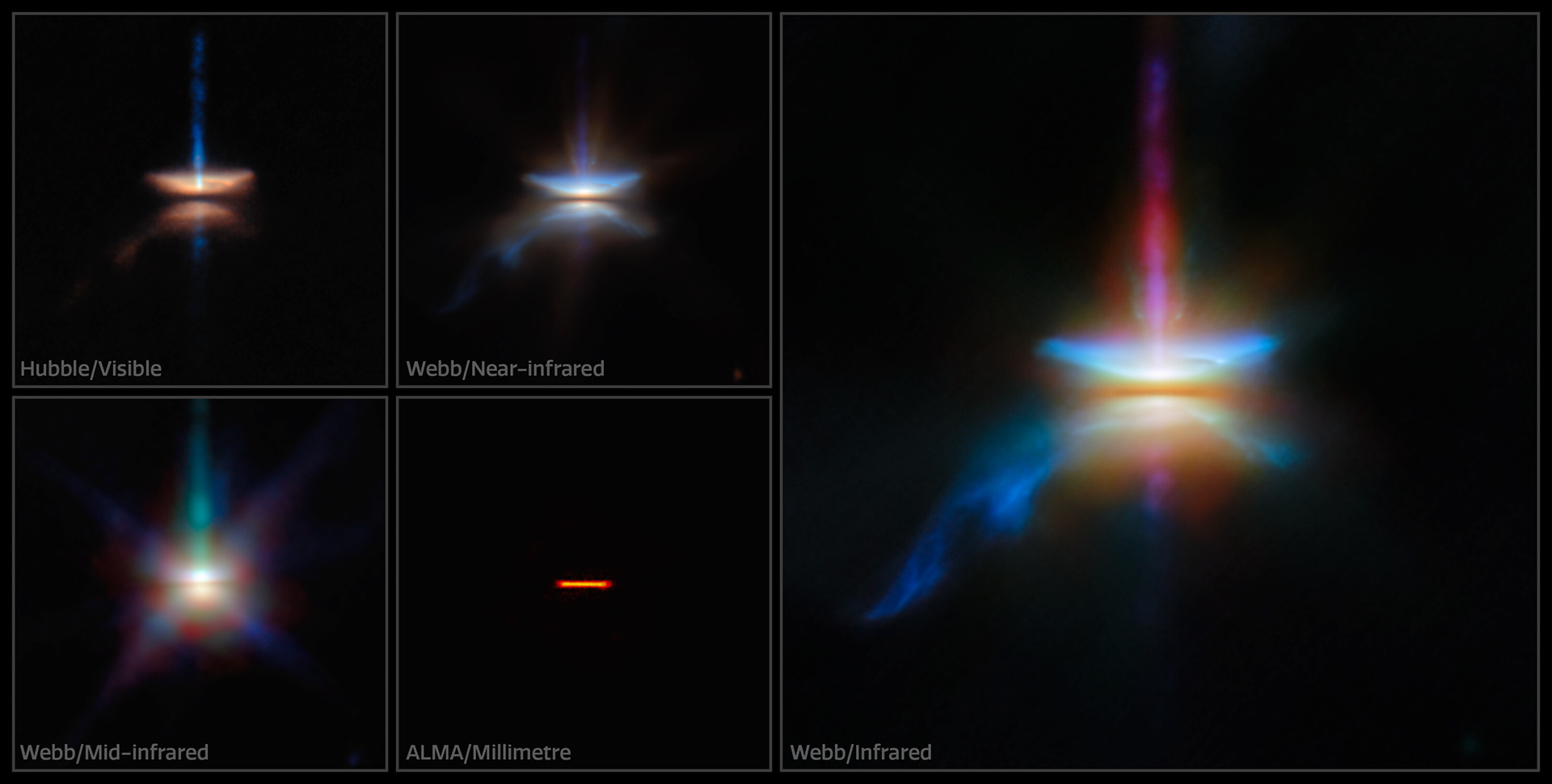 The many faces of HH 30 - Credit: ESA/Webb, NASA & CSA, ESA/Hubble, ALMA (ESO/NAOJ/NRAO)