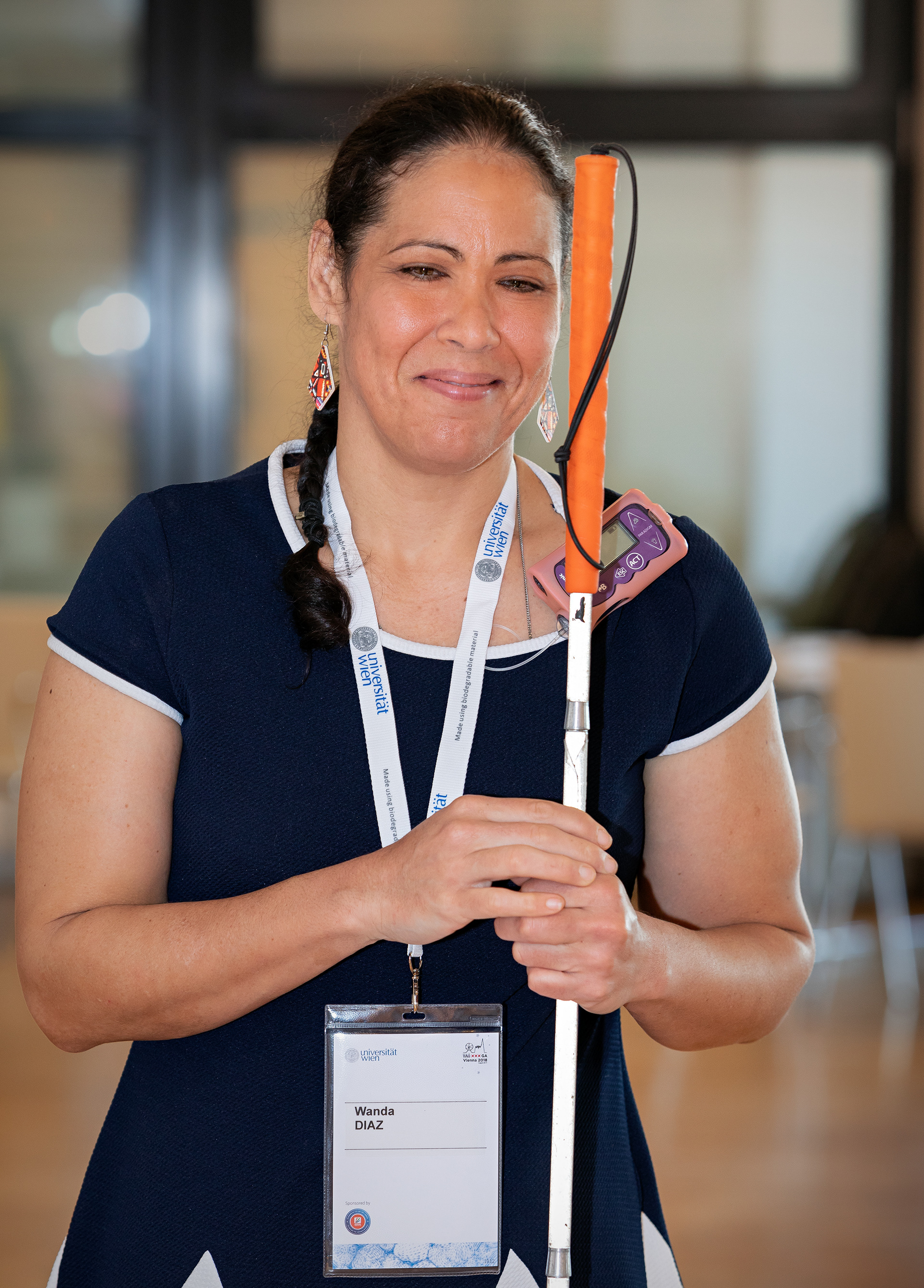 Wanda Díaz-Merced at the inauguration of the the Inspiring Stars exhibition at the IAU General Assembly in Vienna, Austria.