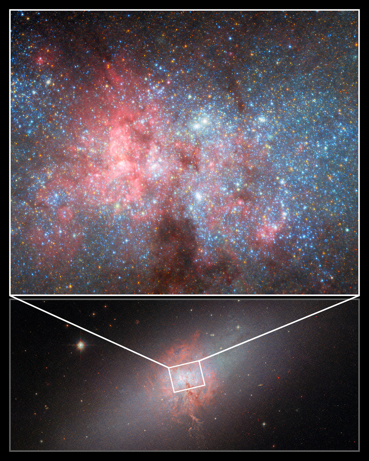 NGC 5253 (collage) -  Credit: ESA/Hubble & NASA, A. Zezas, W. D. Vacca, D. Calzetti