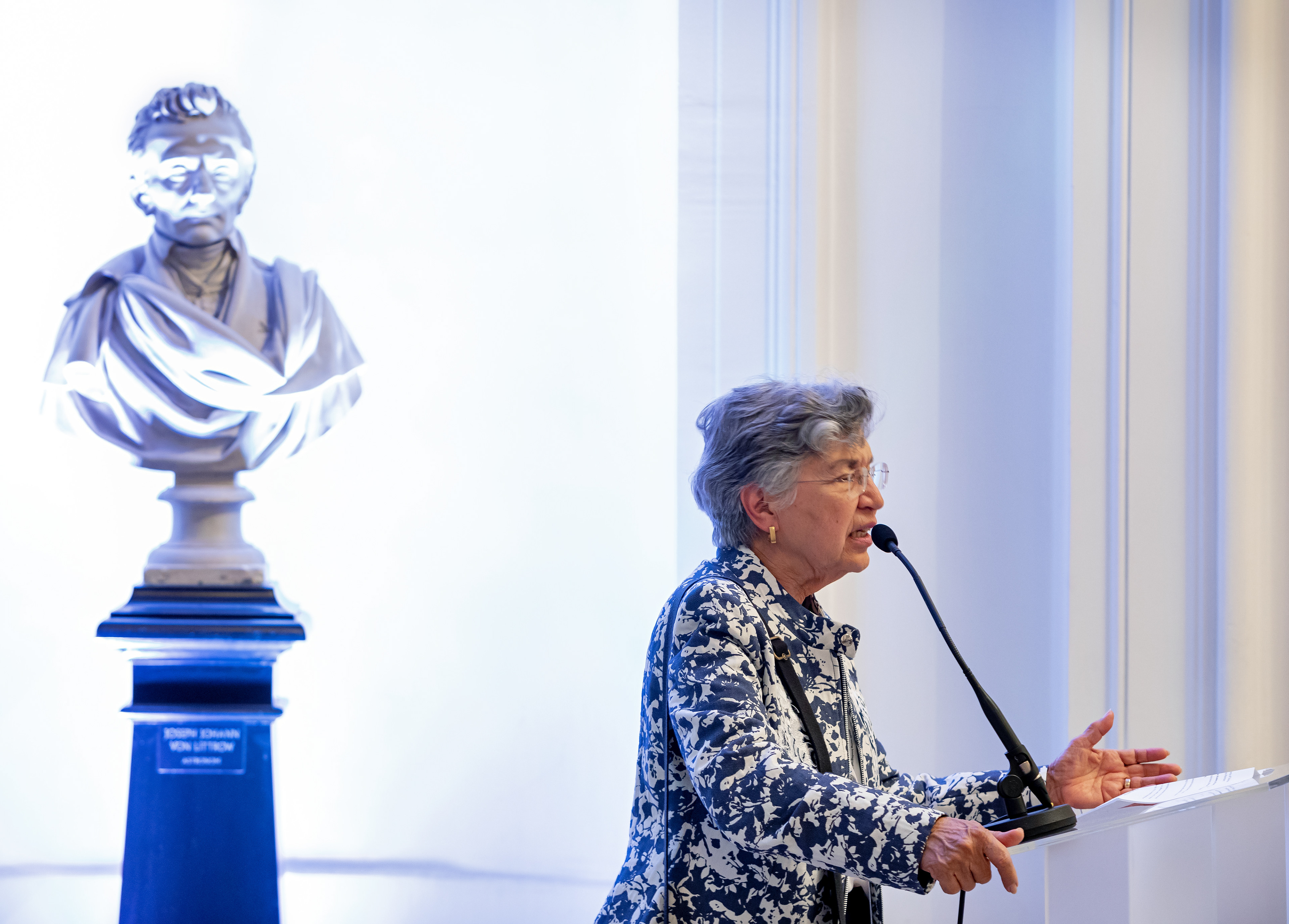 The IAU President (2015–2018) Silvia Torres-Peimbert gives a speech at the Austrian Academy of Sciences to General Assembly participants. Picture taken on 27 August 2018 in Vienna, Austria.
