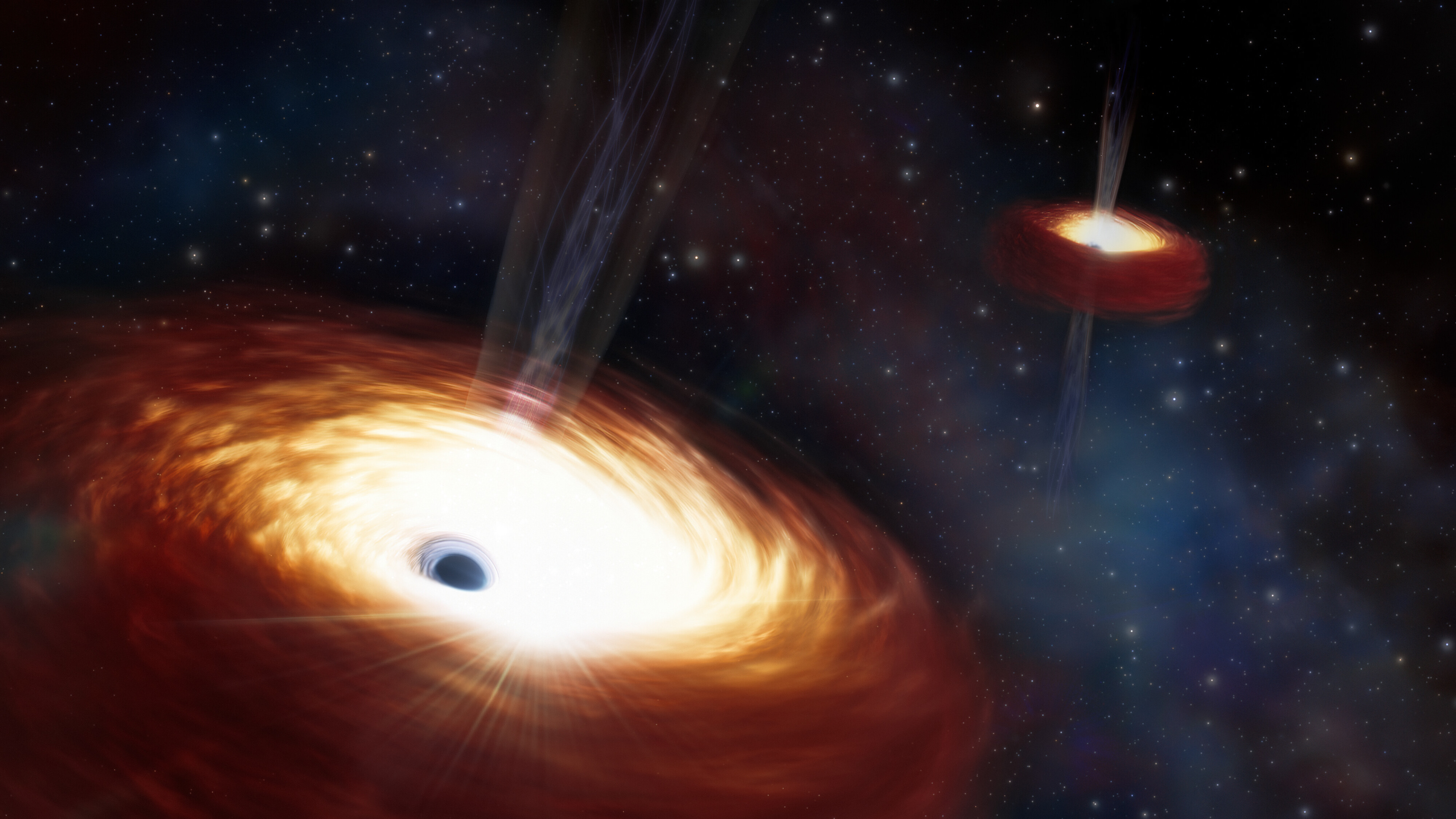 Artist’s Impression of Heaviest Supermassive Binary Black Hole / Credit: NOIRLab/NSF/AURA/J. daSilva/Mahdi Zamani