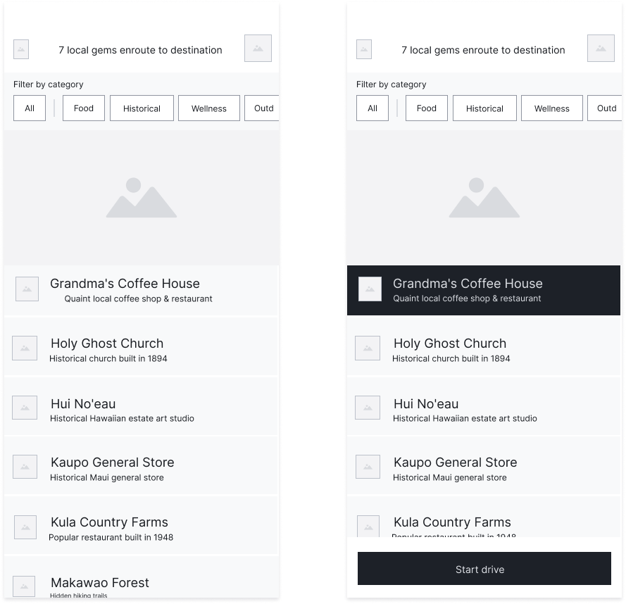 List of Local Gems Screens