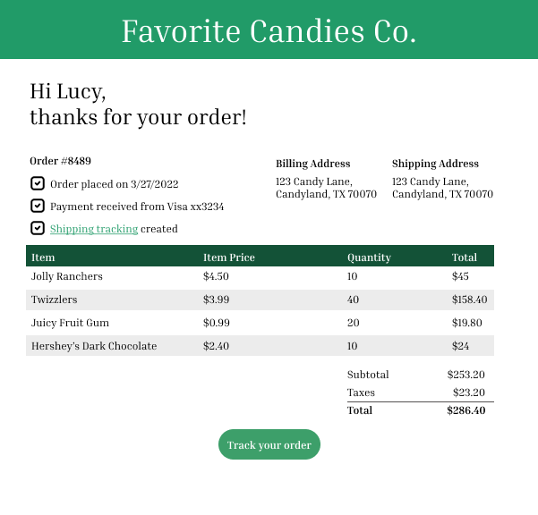 Email receipt design