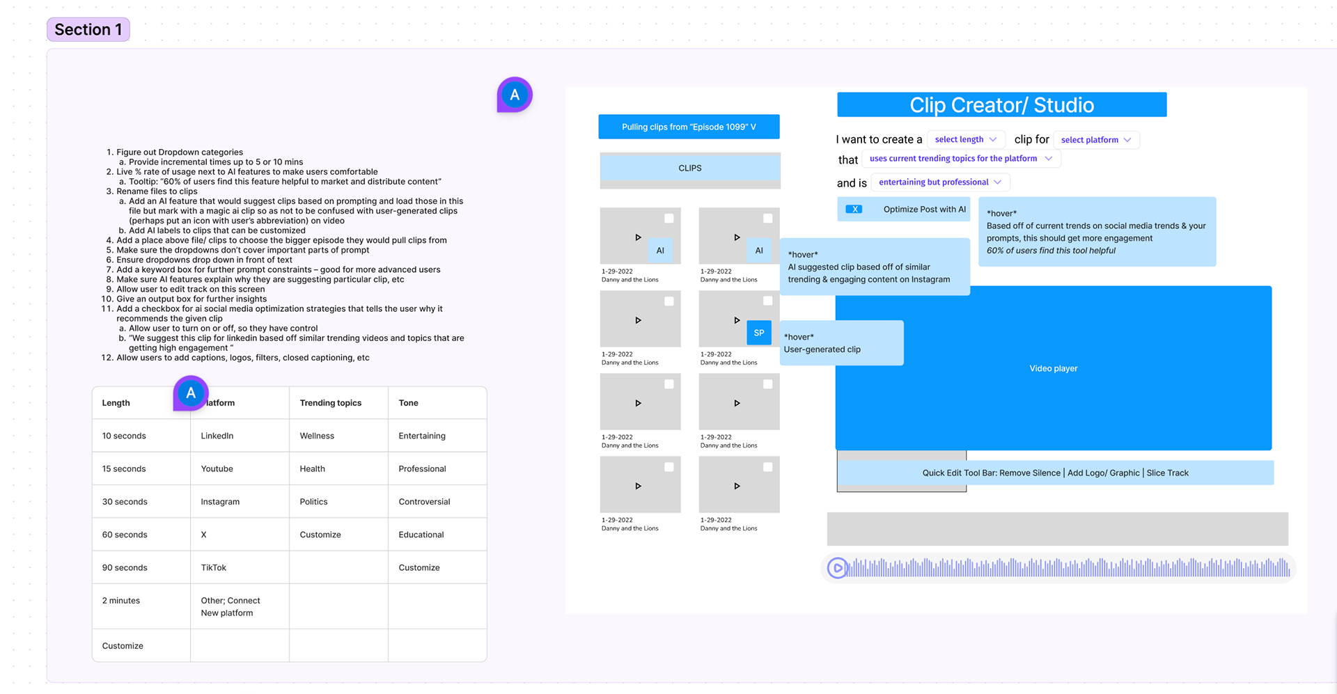 UI and feature ideation