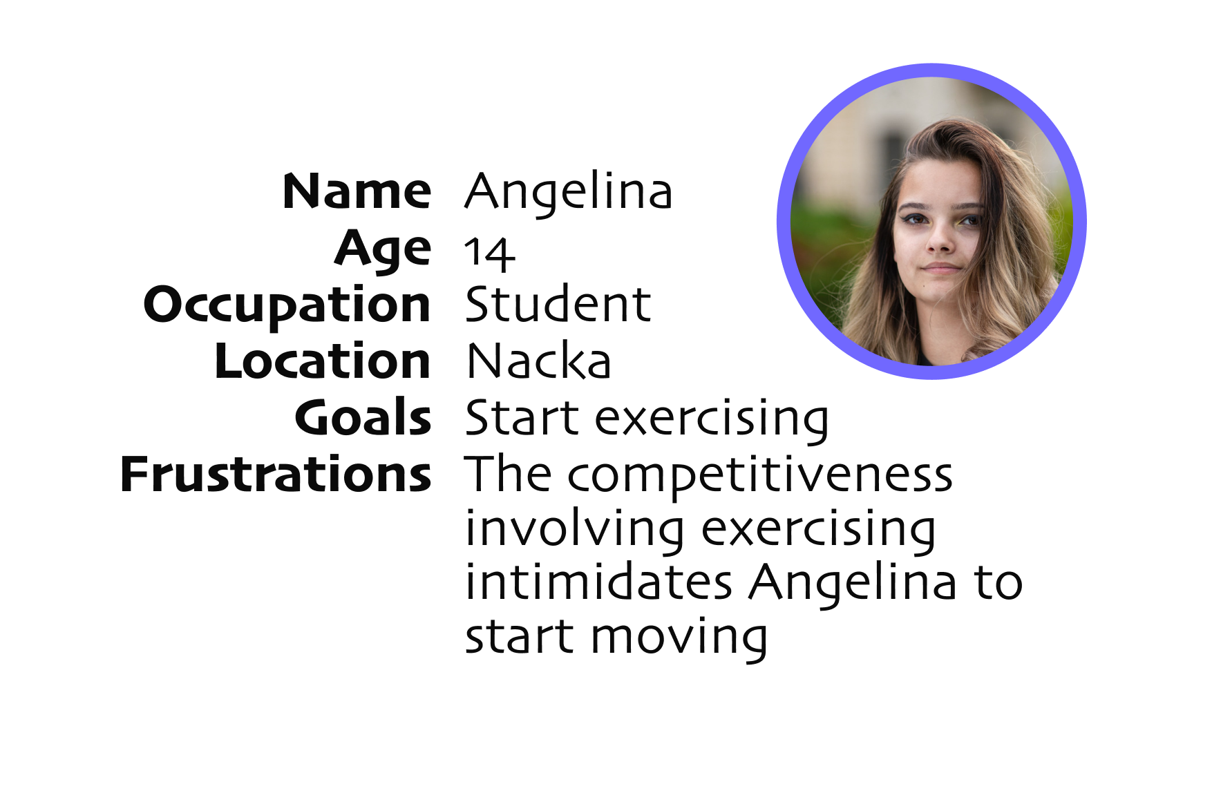 The competitiveness involving exercising intimidates Angelina to start moving