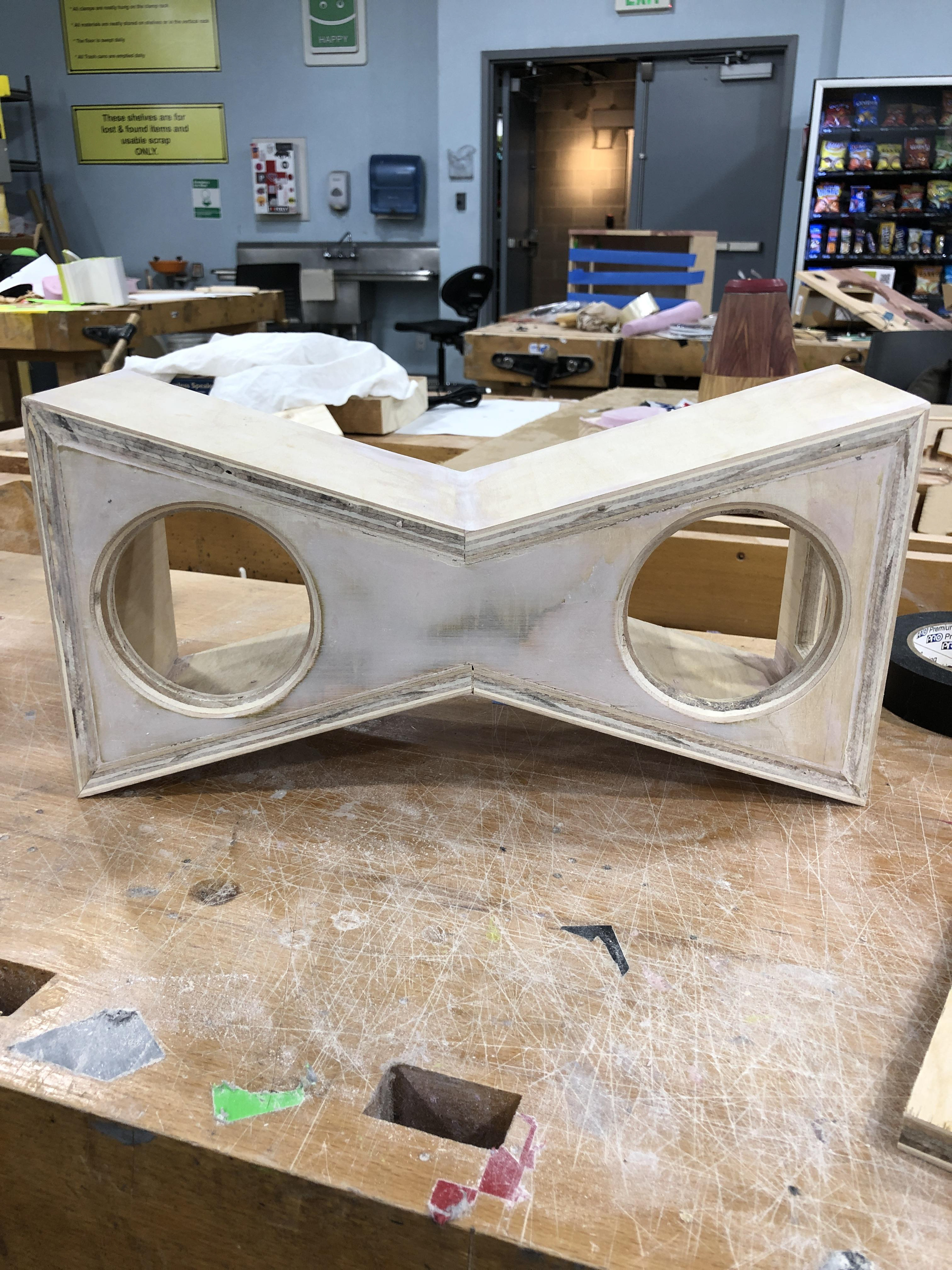 evening out the surface of the speaker with Bondo