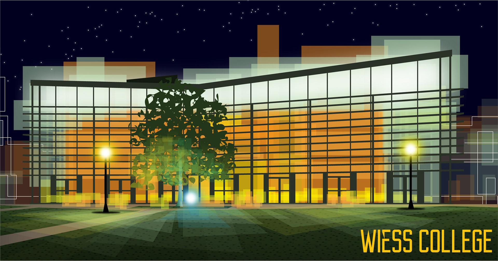 Illustration of Wiess College at Rice University