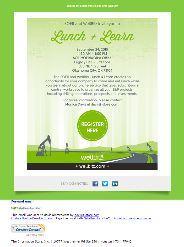 Lunch & Learn email mockup