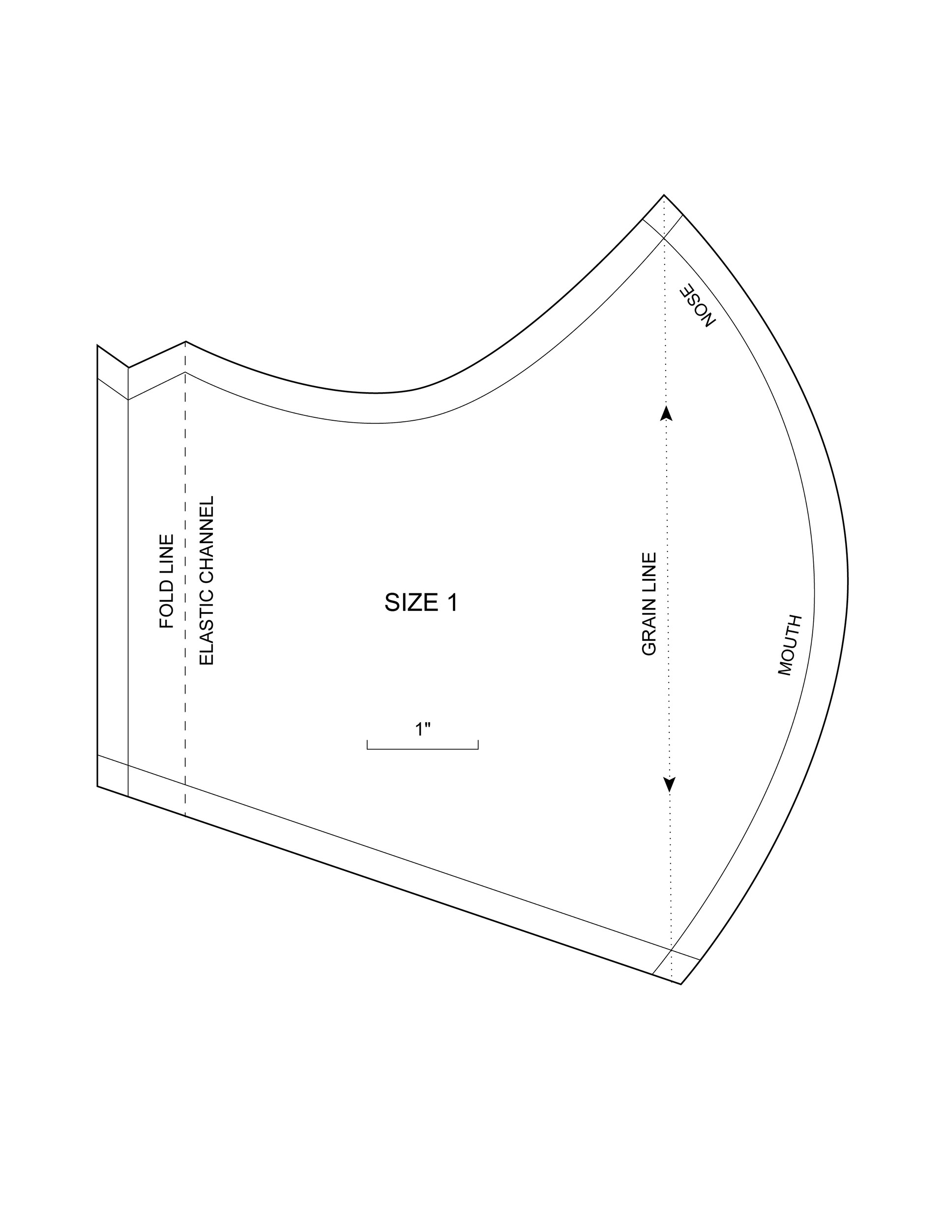 Digitized mask pattern for Size 1